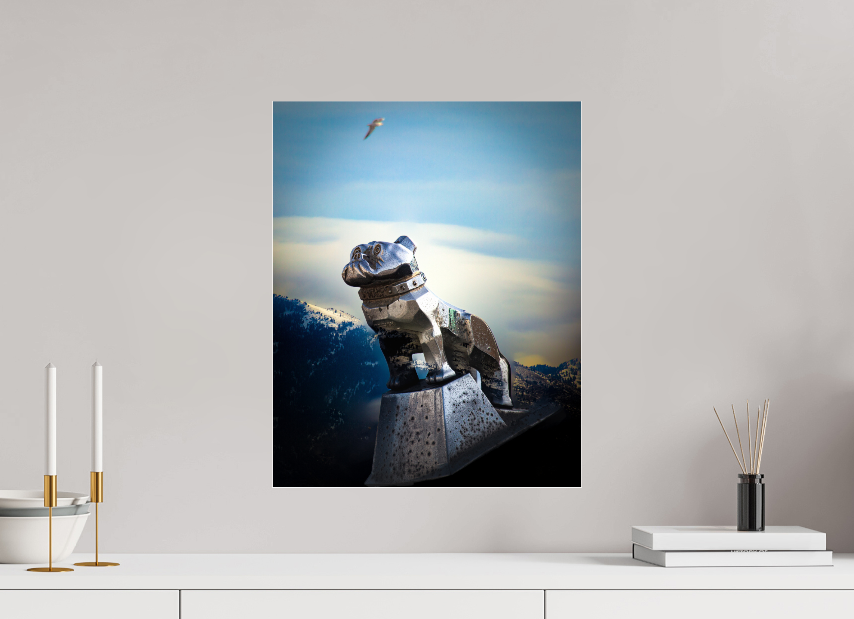 16 x 20″, Photo Print Under Acrylic Glass Iconic Chrome Mack Truck Bulldog Hood Ornament