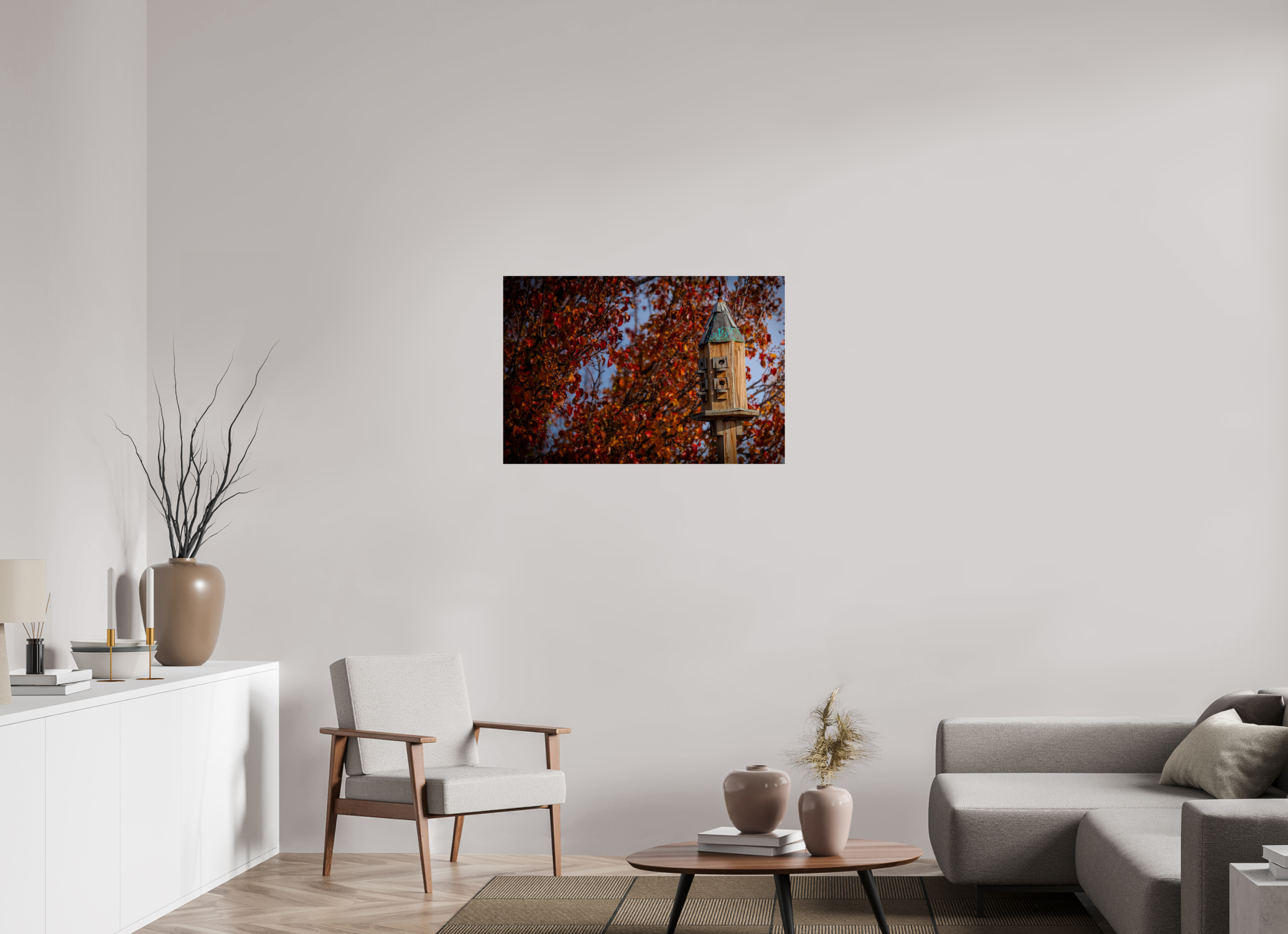 36 x 24″, Photo Print On Fuji Crystal DP II Rustic Wooden Birdhouse Autumn Salt Lake City Utah