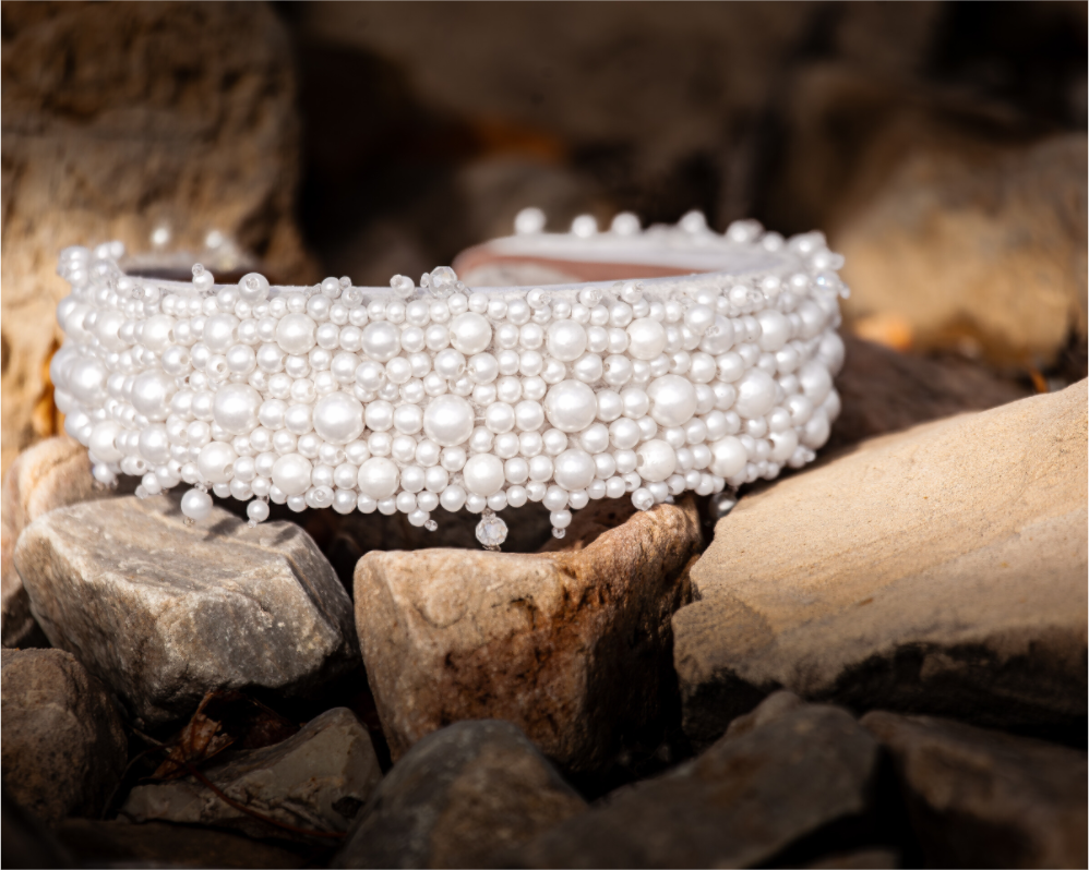 Main image Pearl Bridal Headband on Rugged Rocks Salt Lake City