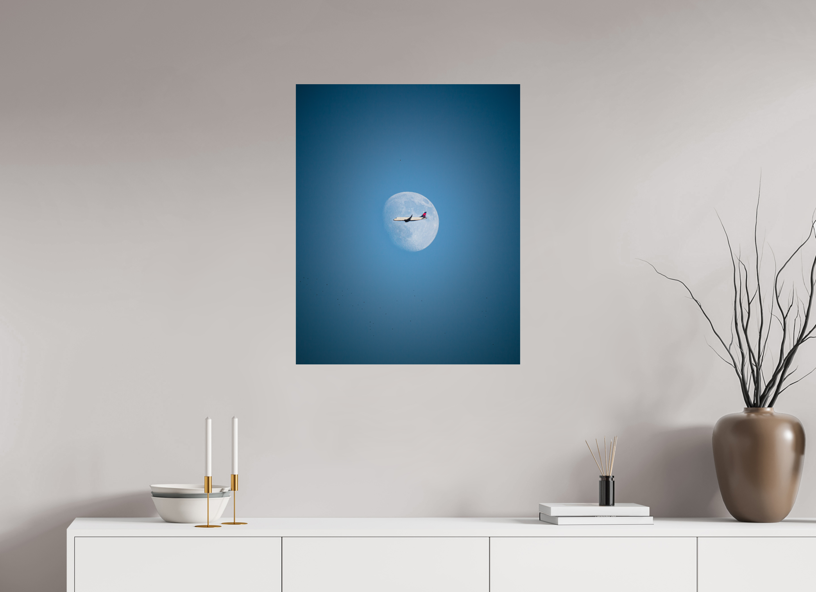 24 x 30″, Photo Print On Fuji Crystal DP II Delta Jet Transiting the Moon Salt Lake City
