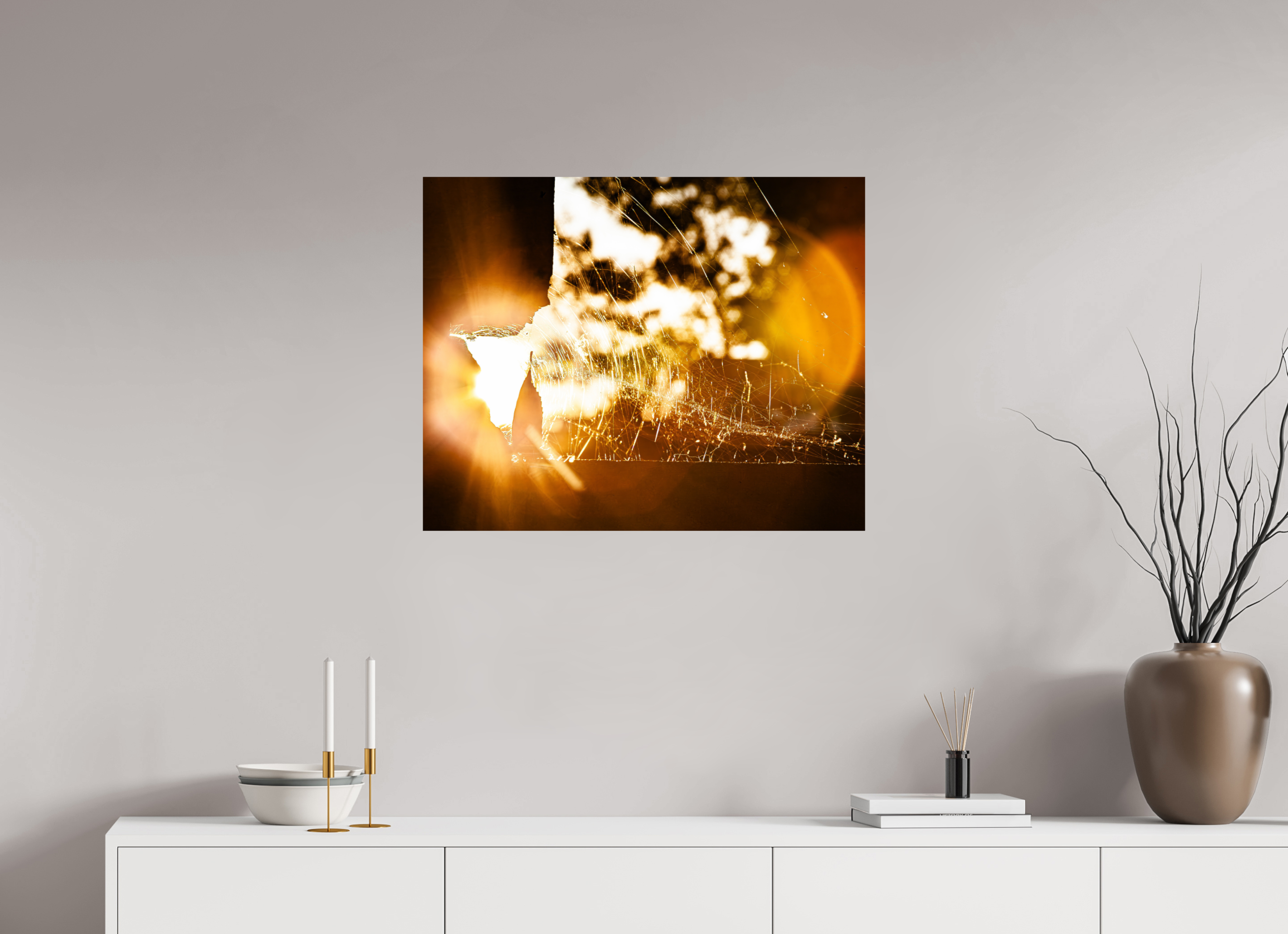 30 x 24″, Photo Print On Fuji Crystal DP II Sunlit Spider Web Golden Hour Salt Lake City