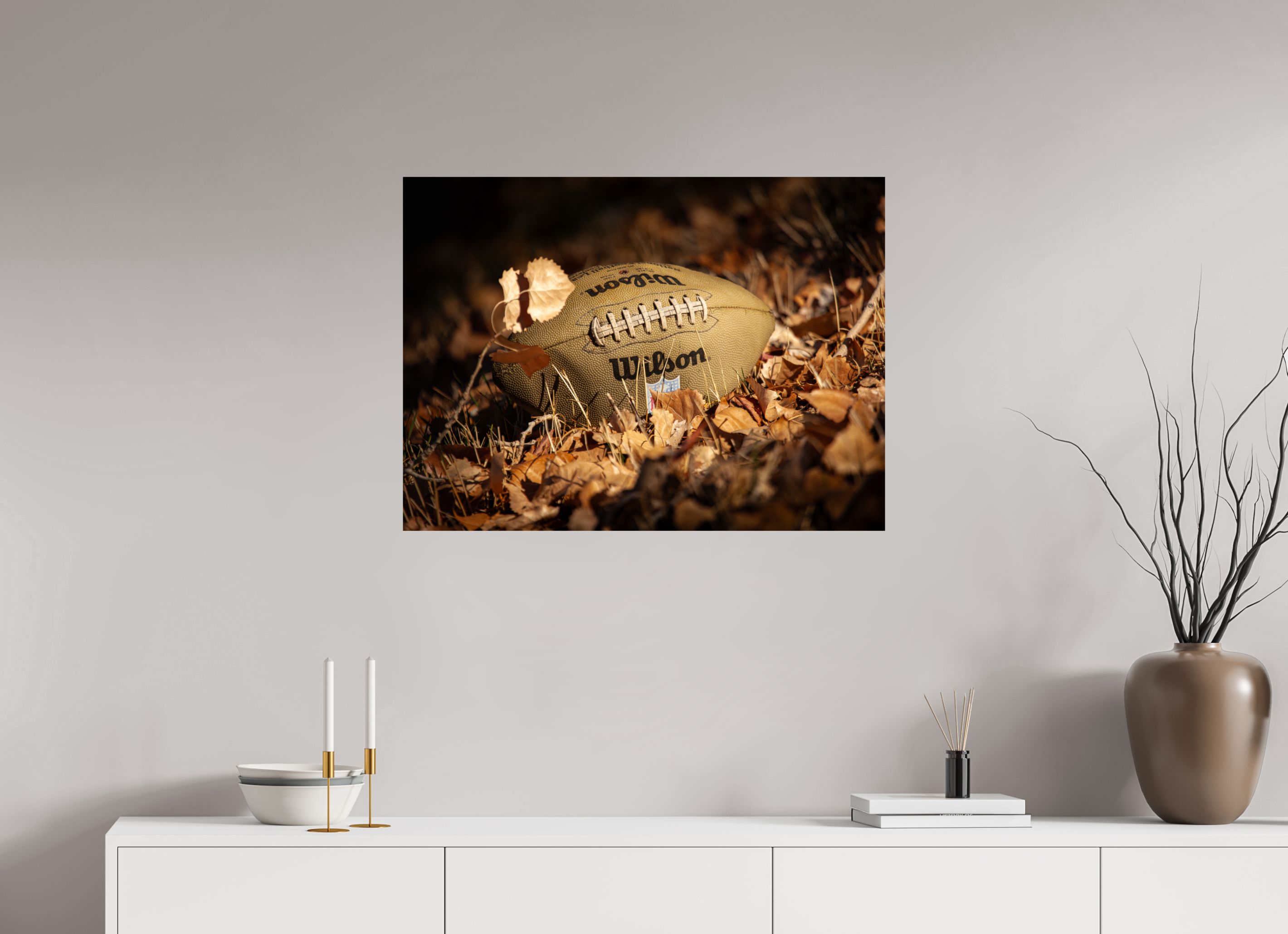32.7 x 24″, Photo Print On Fuji Crystal DP II Wilson Football in Autumn Leaves Salt Lake City