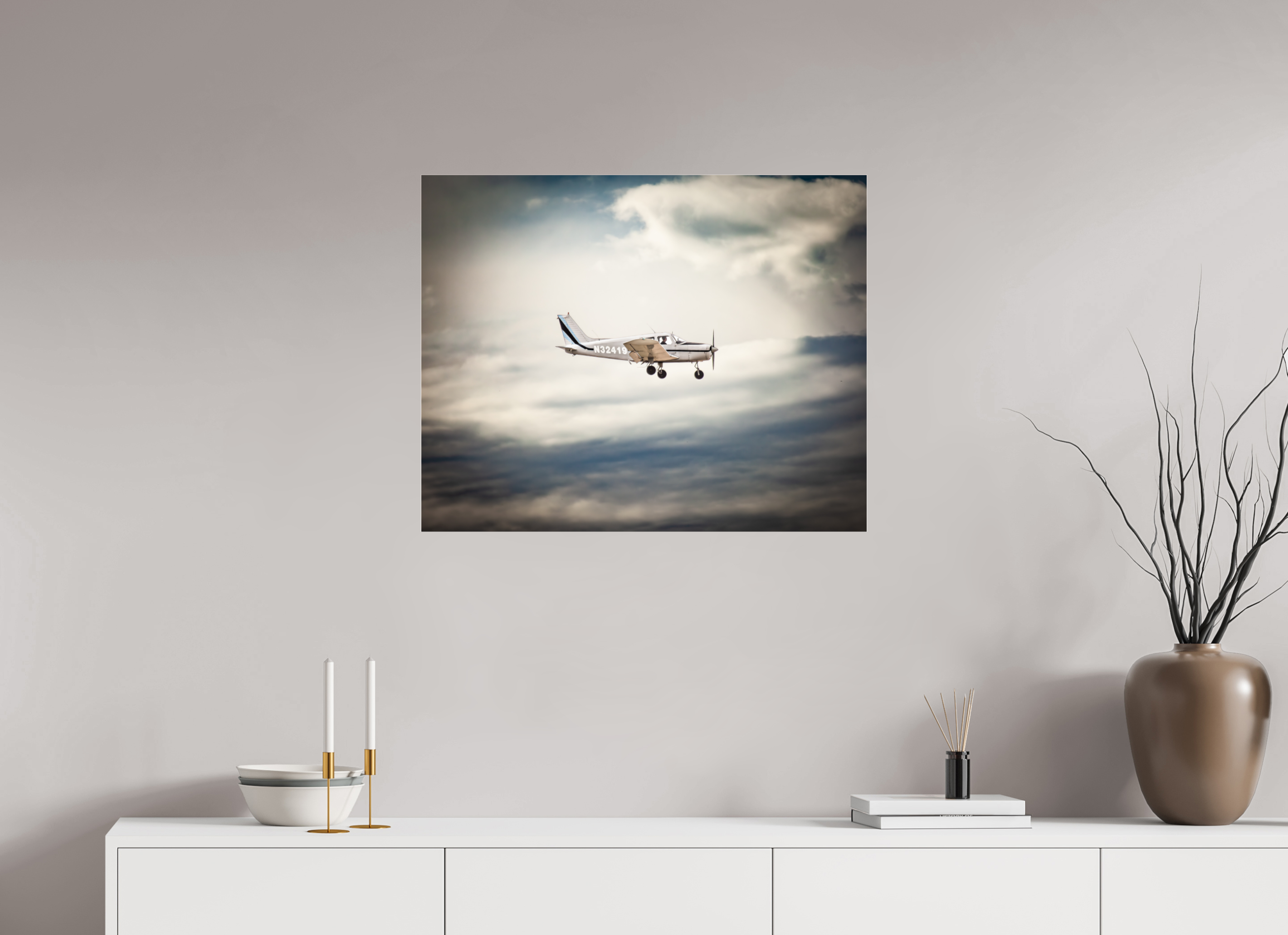 30 x 24″, Photo Print Under Acrylic Glass Piper Cherokee N32419 South Valley Regional Airport Utah