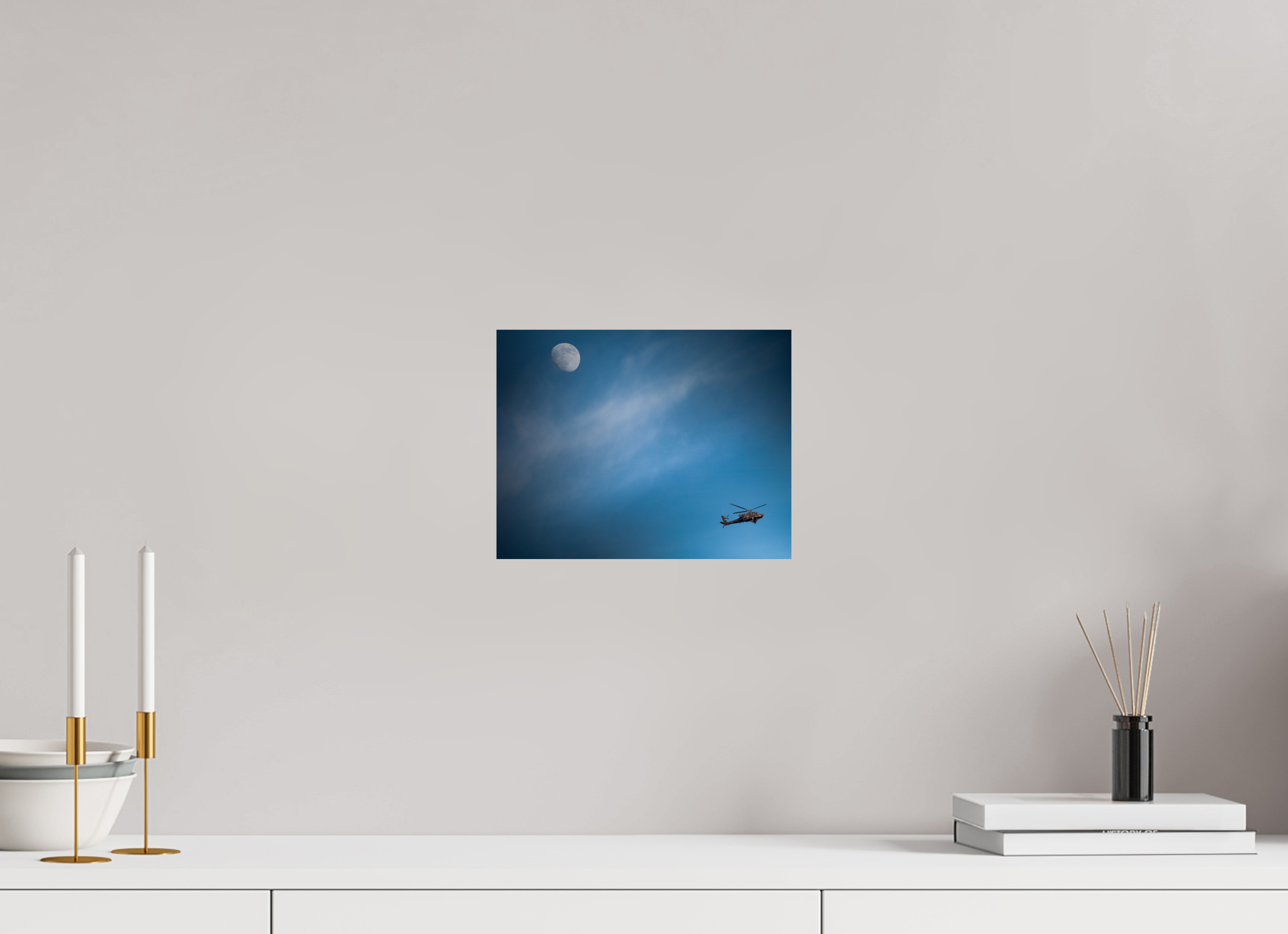 10.3 x 8″, Photo Print On Fuji Crystal DP II AH-64 Apache Military Helicopter and Moon West Jordan Utah