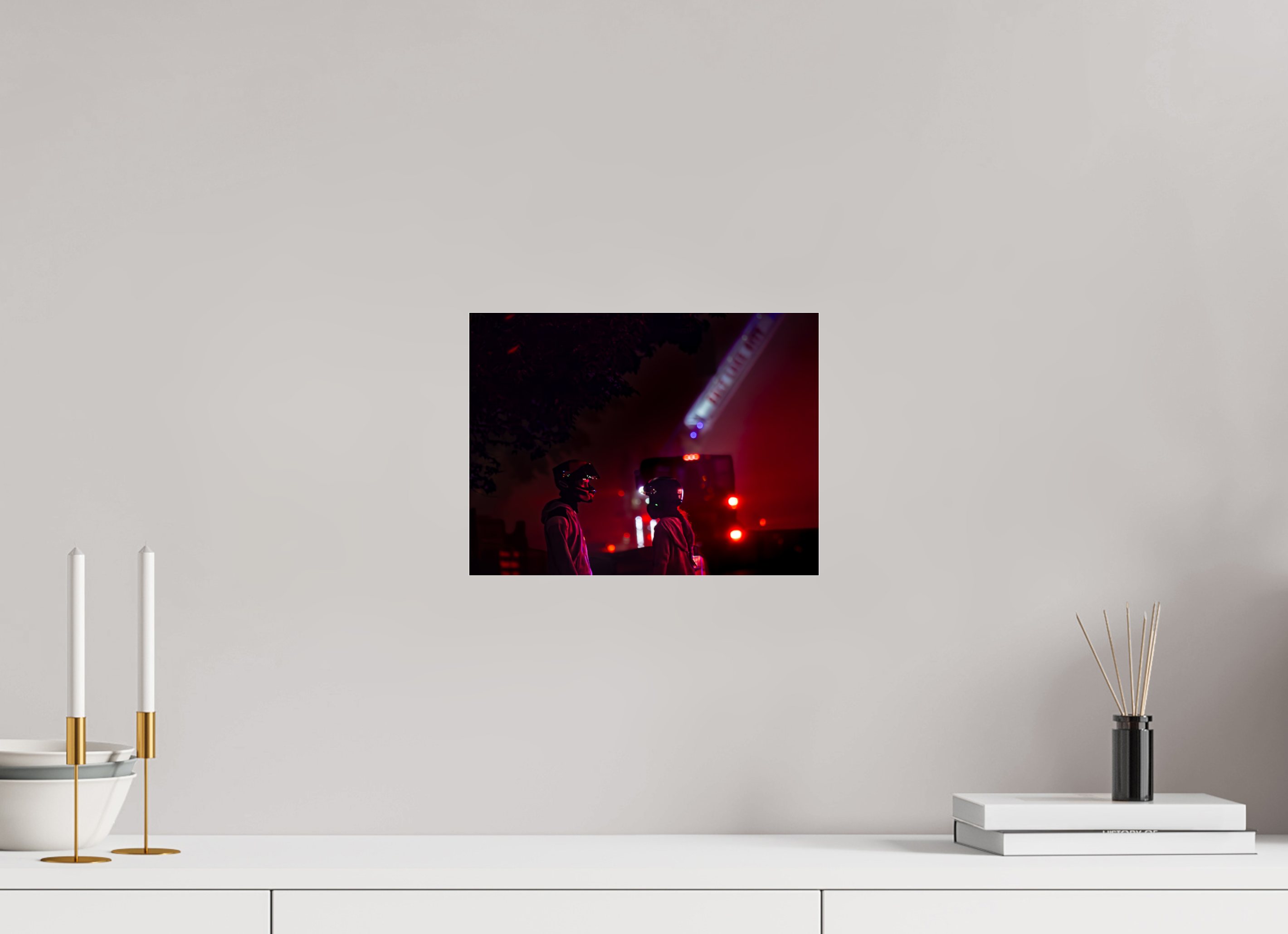 12 x 9″, Photo Print Under Acrylic Glass London Bell Fire Cyclist Bystanders