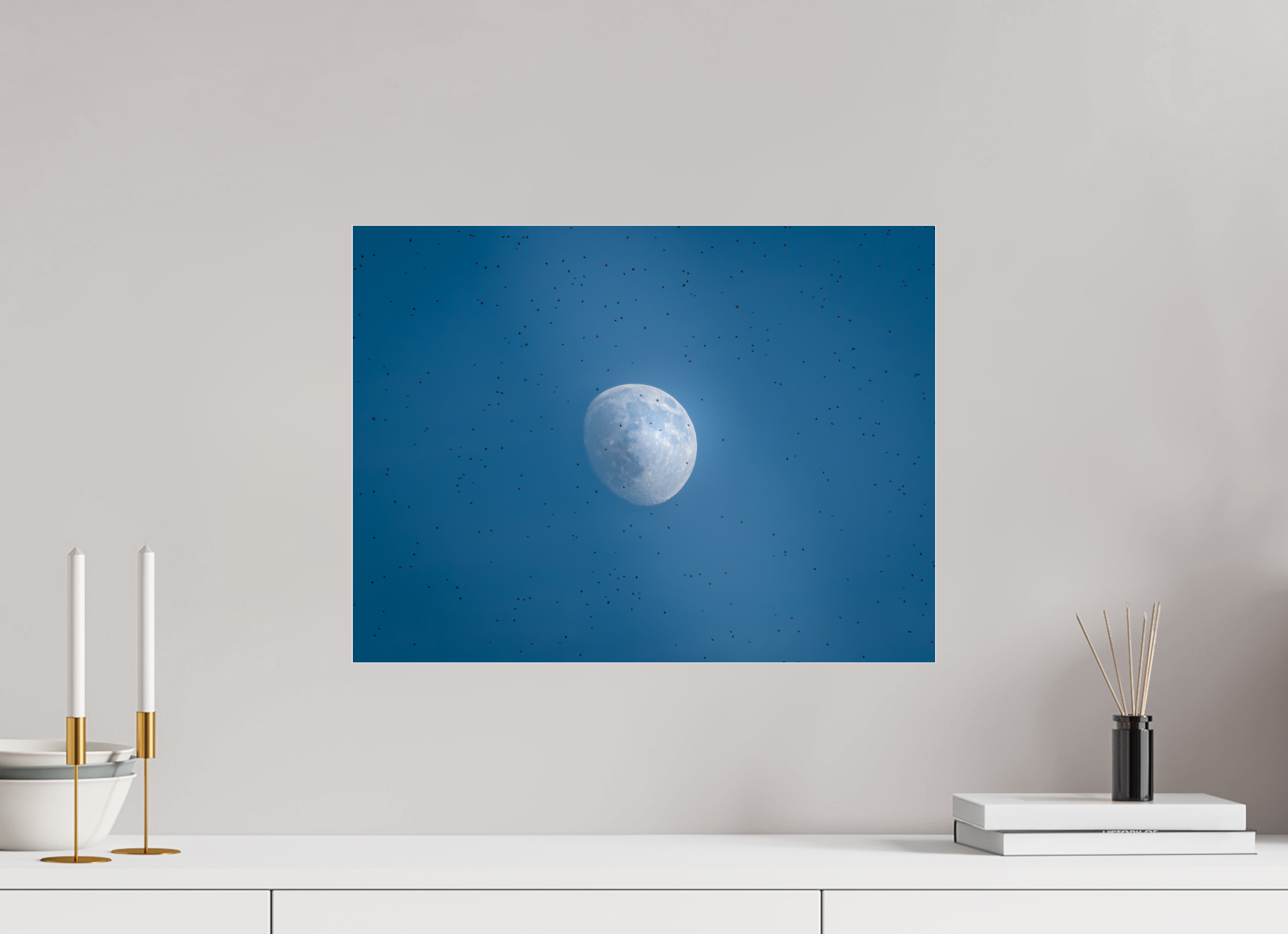 20 x 15″, Photo Print Under Acrylic Glass Massive Swarm Around the Moon Salt Lake City Utah