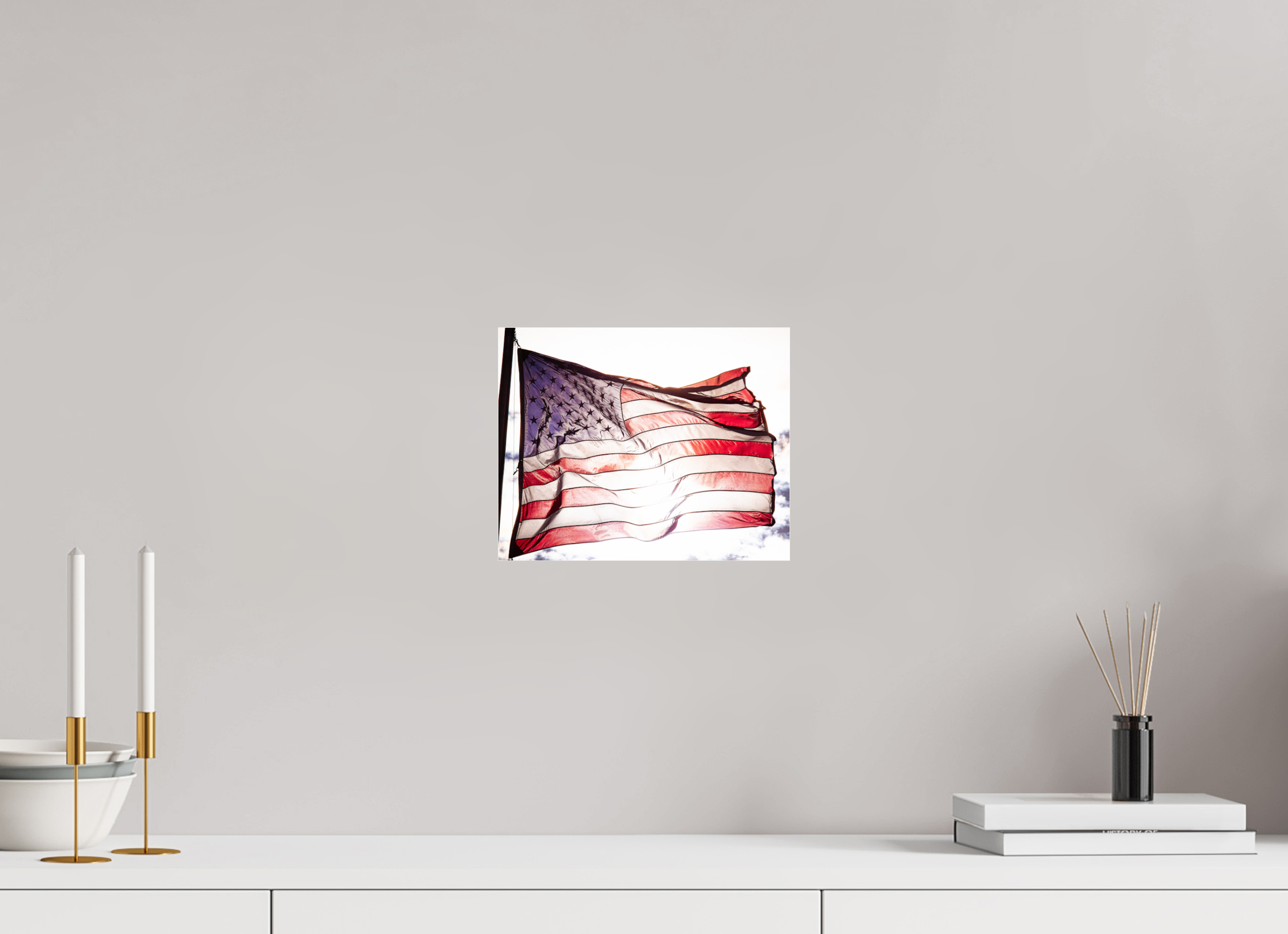 10 x 8″, Photo Print Under Acrylic Glass Backlit American Flag Waving Salt Lake City Utah