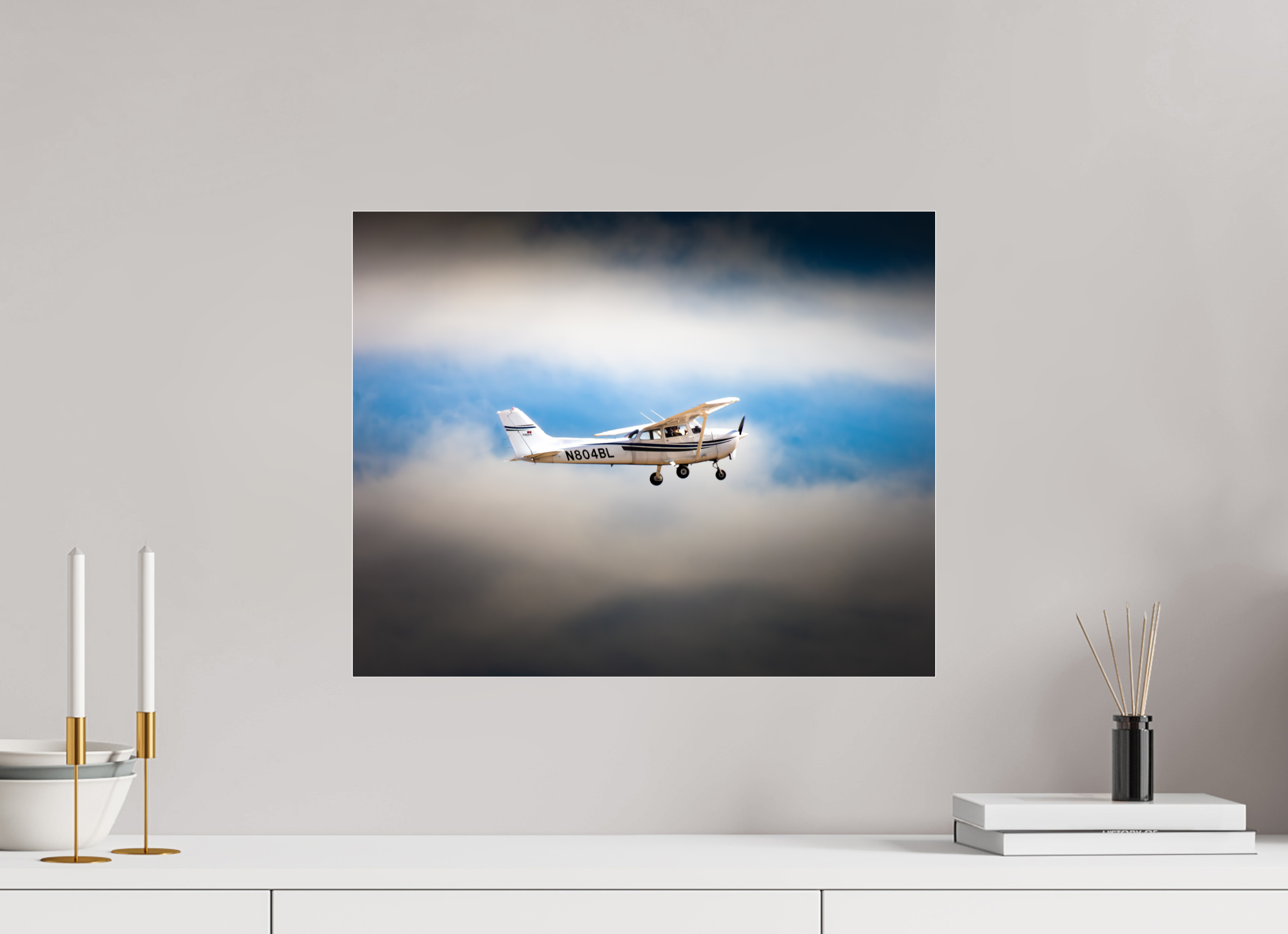 20 x 16″, Photo Print Under Acrylic Glass Cessna 172 Skyhawk N804BL Stormy Flight West Jordan Utah