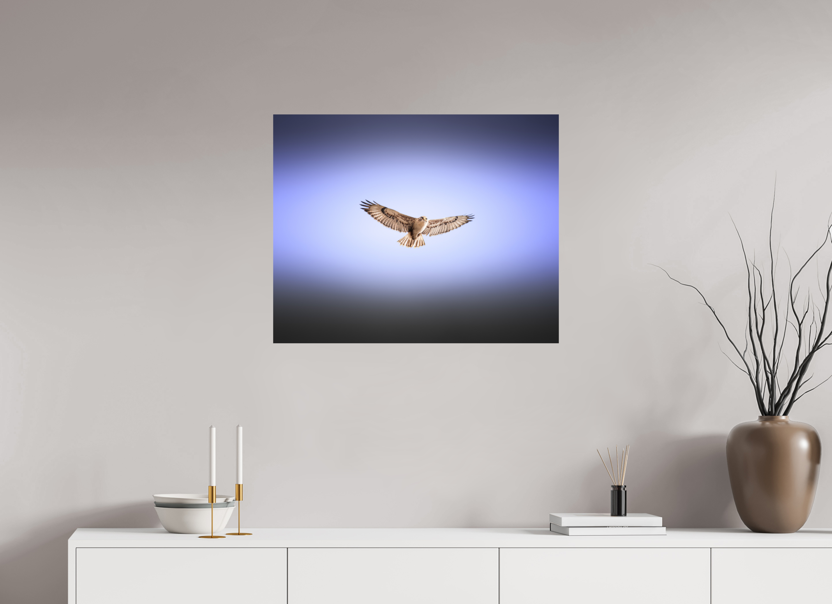 30 x 24″, Photo Print On Fuji Crystal DP II Red-tailed Hawk Soaring in Purple Sky Salt Lake City