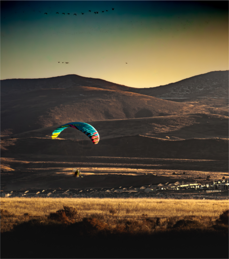 Main image Copy Name: Paramotor Flight over Utah Foothills Golden Hour