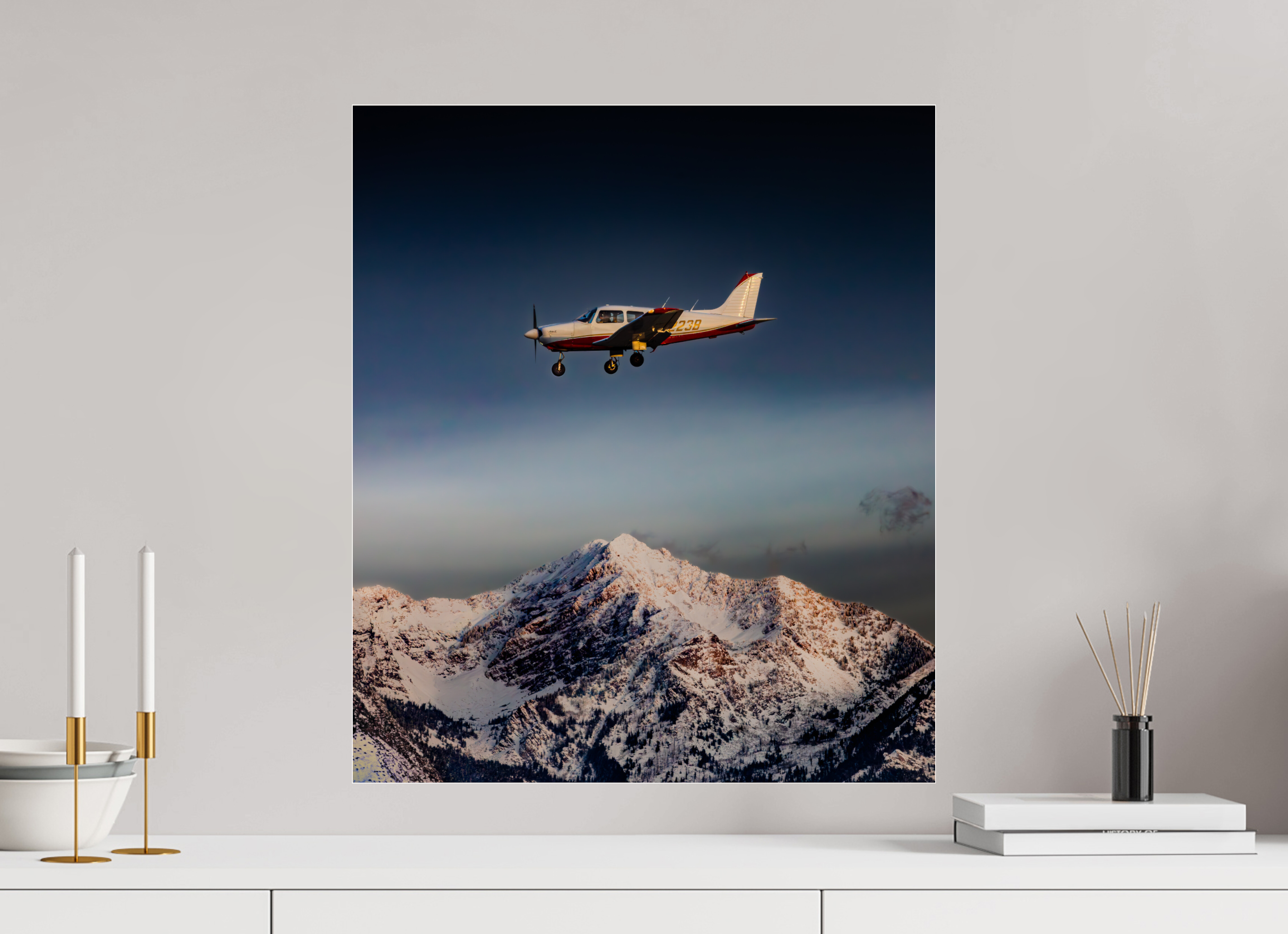 20 x 23.3″, Photo Print Under Acrylic Glass Private Plane Over Wasatch Front Thunder Mountain Salt Lake City
