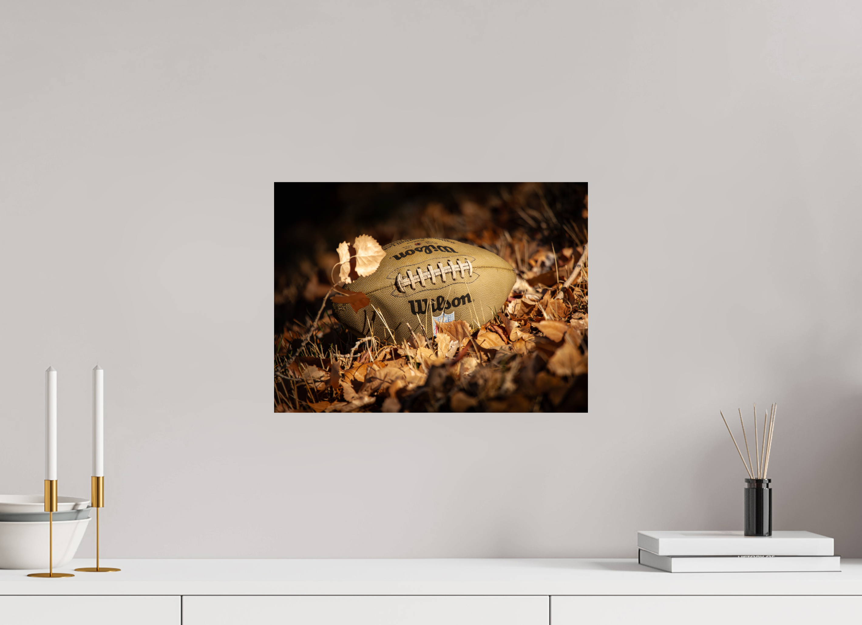 16.3 x 12″, Photo Print On Fuji Crystal DP II Wilson Football in Autumn Leaves Salt Lake City