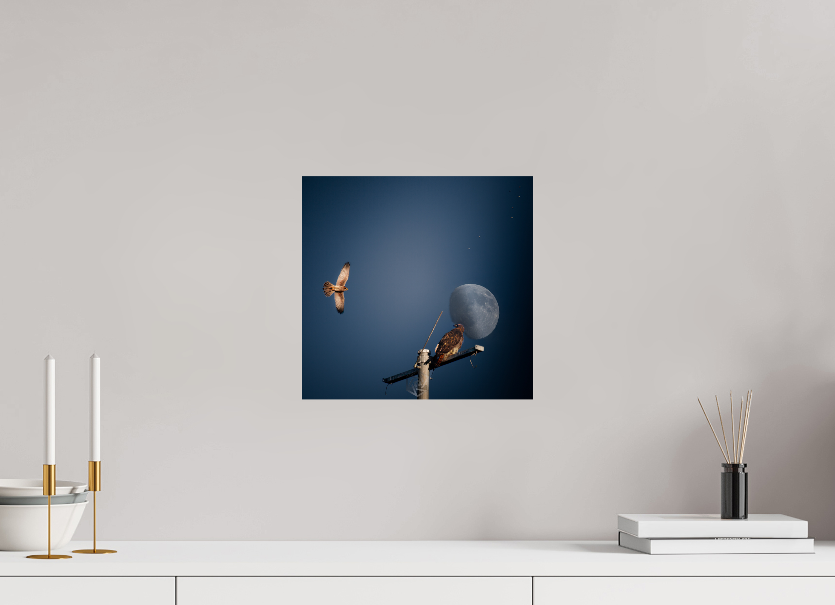 12.4 x 12″, Photo Print On Fuji Crystal DP II Raptors and Giant Moon over Salt Lake City
