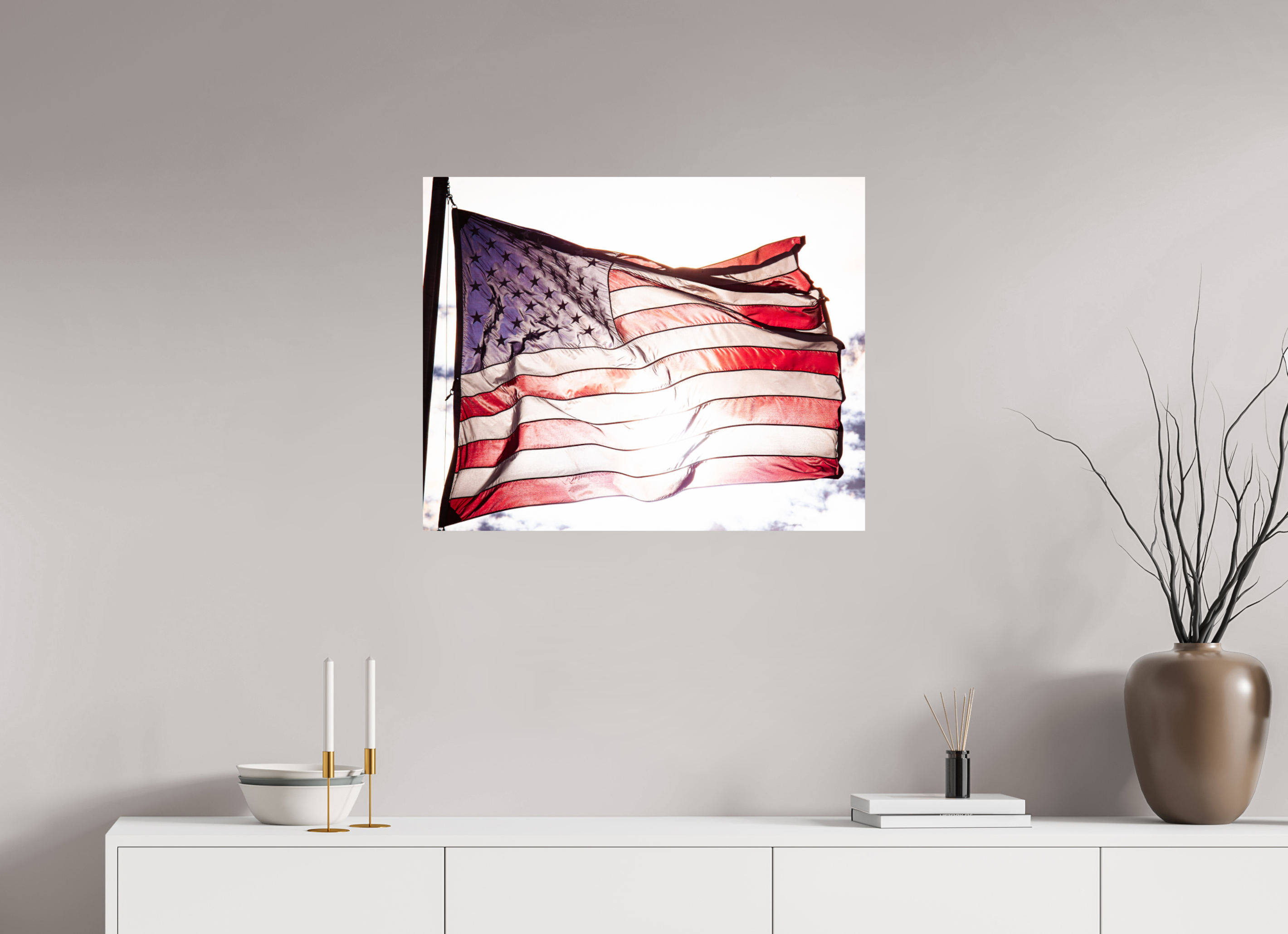 30 x 24″, Photo Print On Fuji Crystal DP II Backlit American Flag Waving Salt Lake City Utah