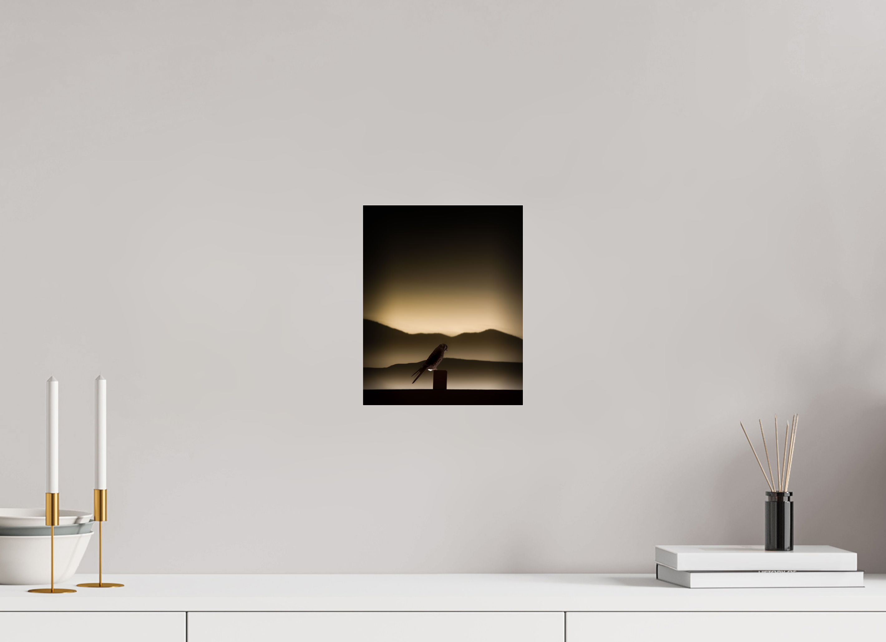 8 x 10″, Photo Print Under Acrylic Glass American Kestrel Silhouette Sunset Mountain View Trail SLC