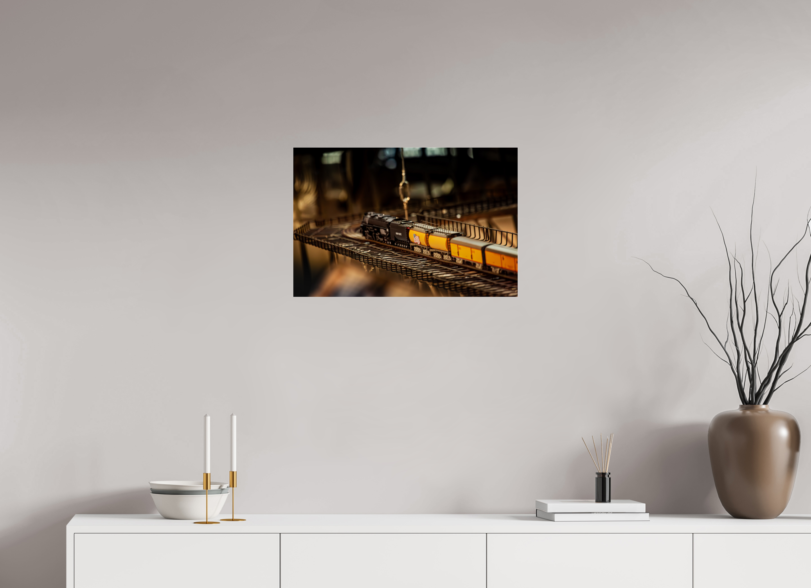 24 x 16″, Photo Print Under Acrylic Glass Union Pacific Model Train Trolley Square Salt Lake City