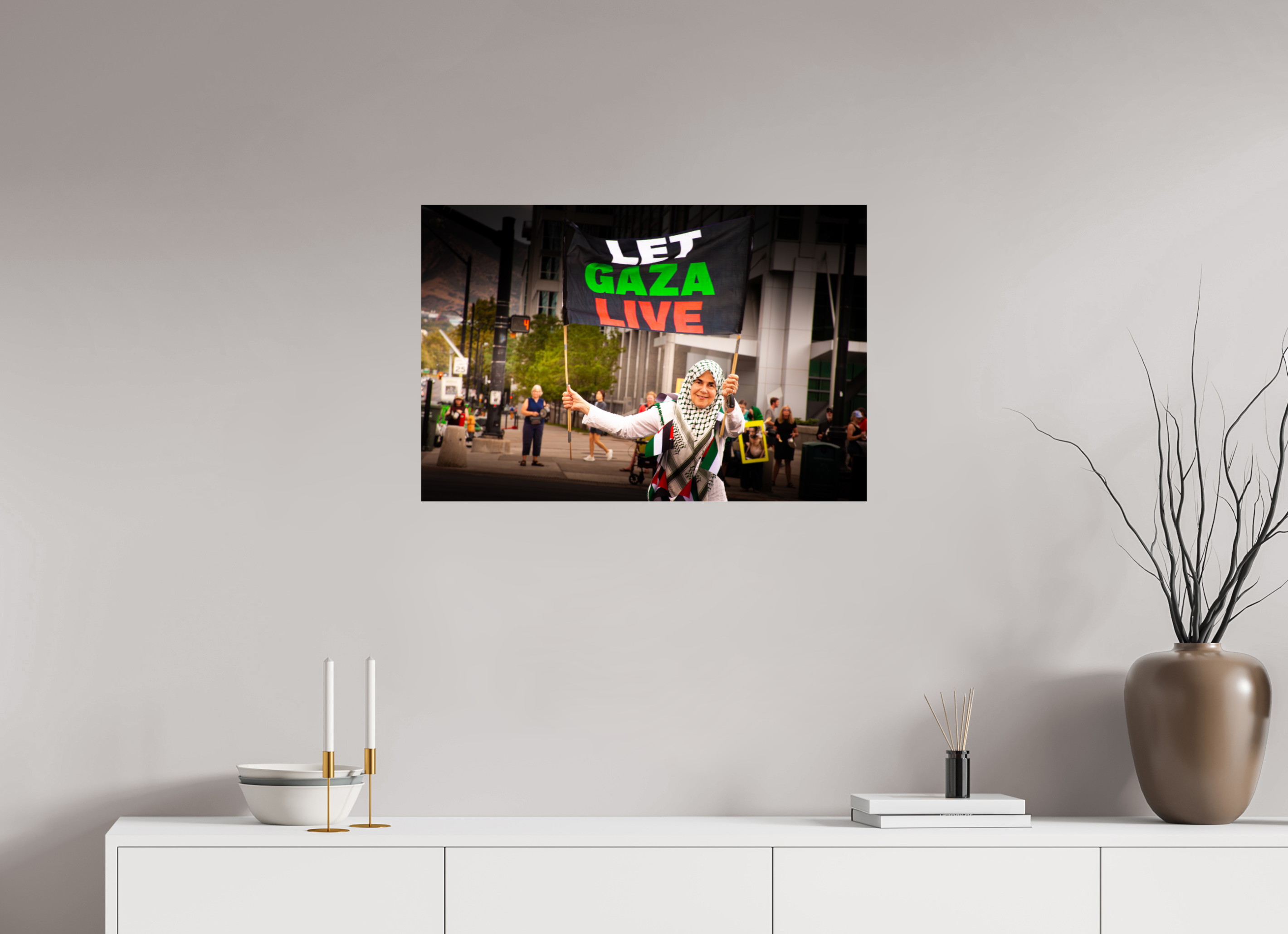 30 x 20″, Photo Print Under Acrylic Glass Pro-Palestine Protest at US Courthouse Salt Lake City