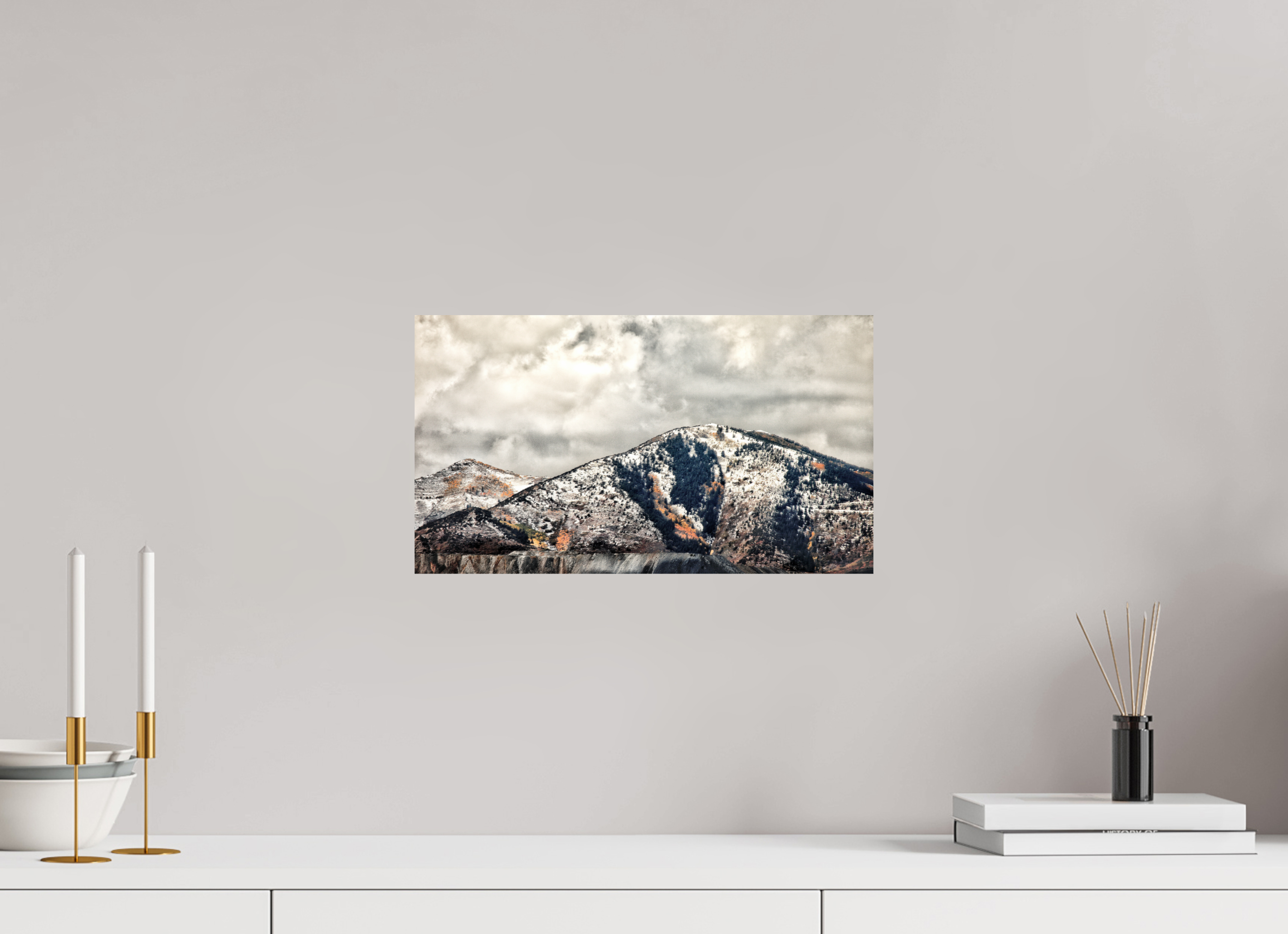 16 x 9″, Photo Print On Fuji Crystal DP II First Snow on Autumn Oquirrh Mountains Salt Lake City