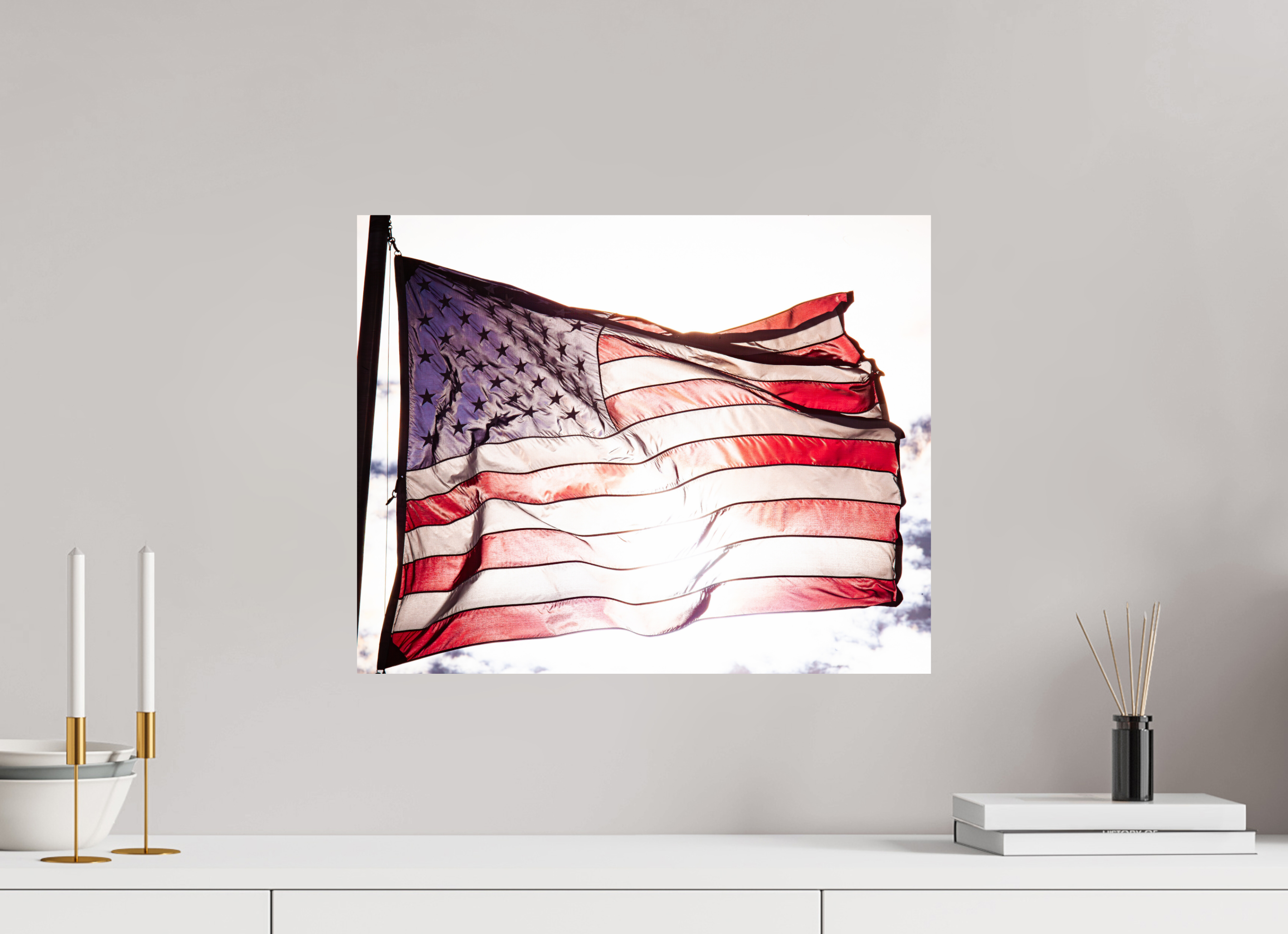20 x 16″, Photo Print On Fuji Crystal DP II Backlit American Flag Waving Salt Lake City Utah