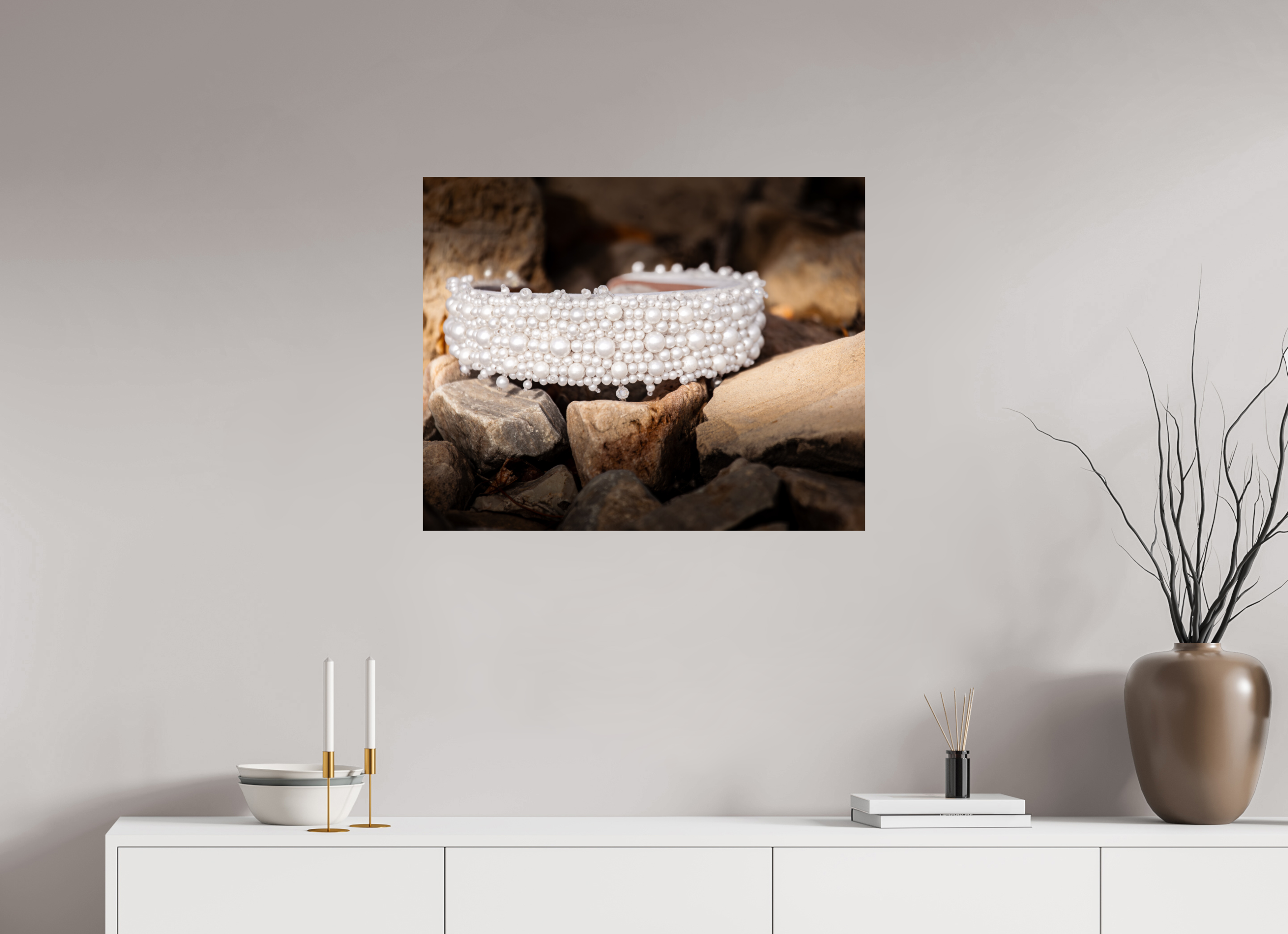 30 x 24″, Photo Print On Fuji Crystal DP II Pearl Bridal Headband on Rugged Rocks Salt Lake City