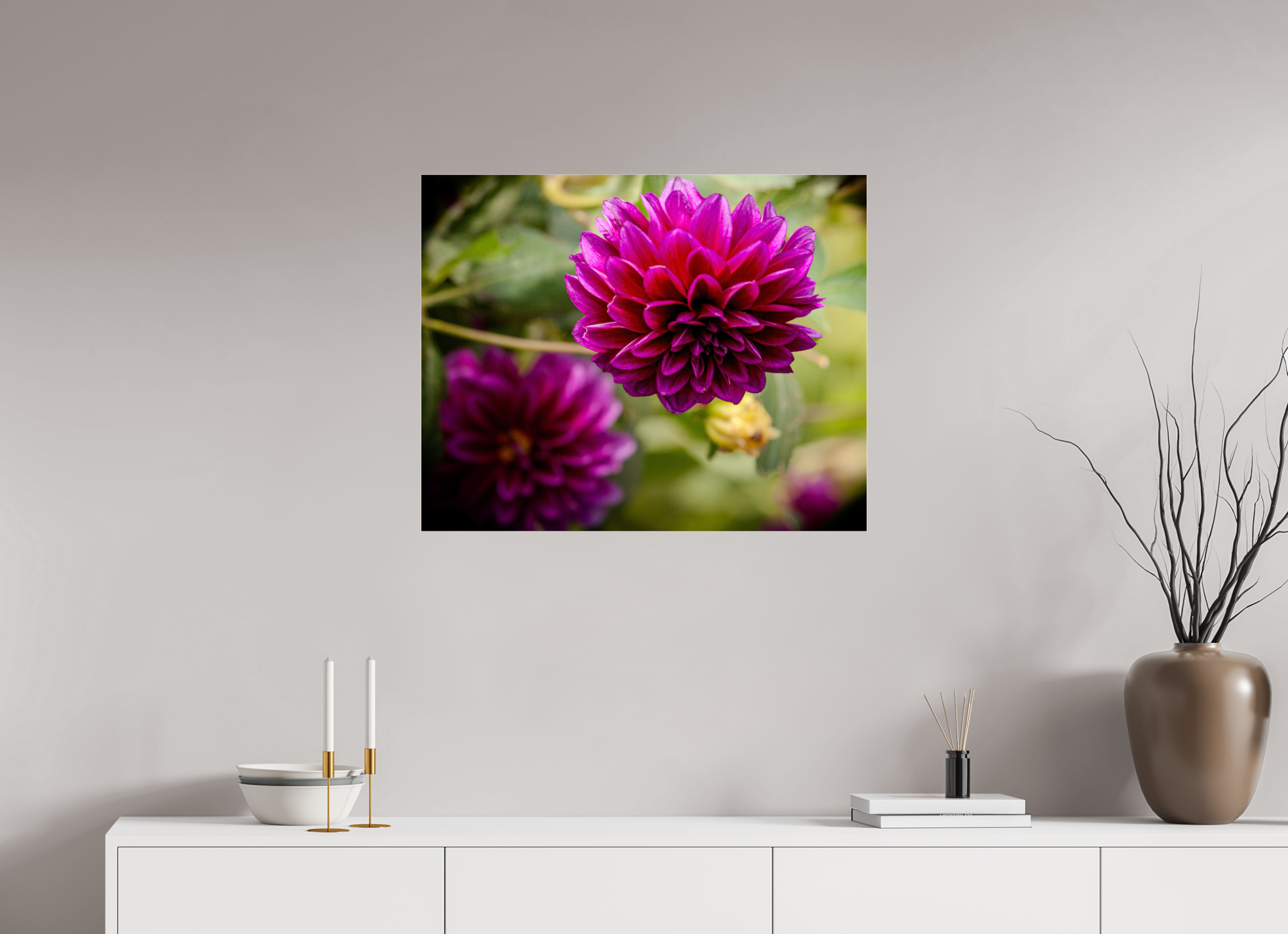 30 x 24″, Photo Print Under Acrylic Glass Vibrant Purple Dahlia Bloom Salt Lake City