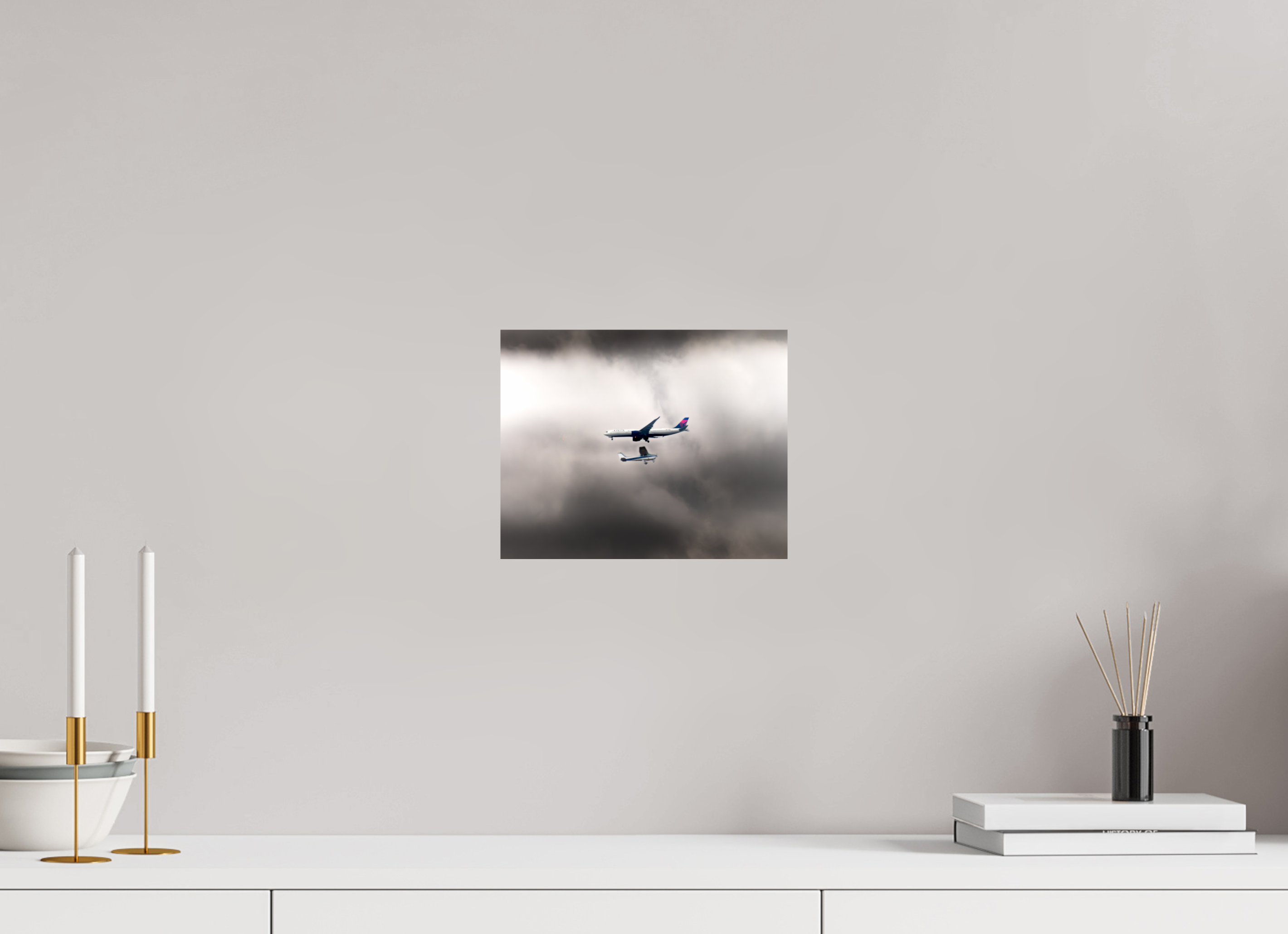 10 x 8″, Photo Print On Fuji Crystal DP II Delta Jet and Cessna Propeller Plane Stormy Sky West Jordan