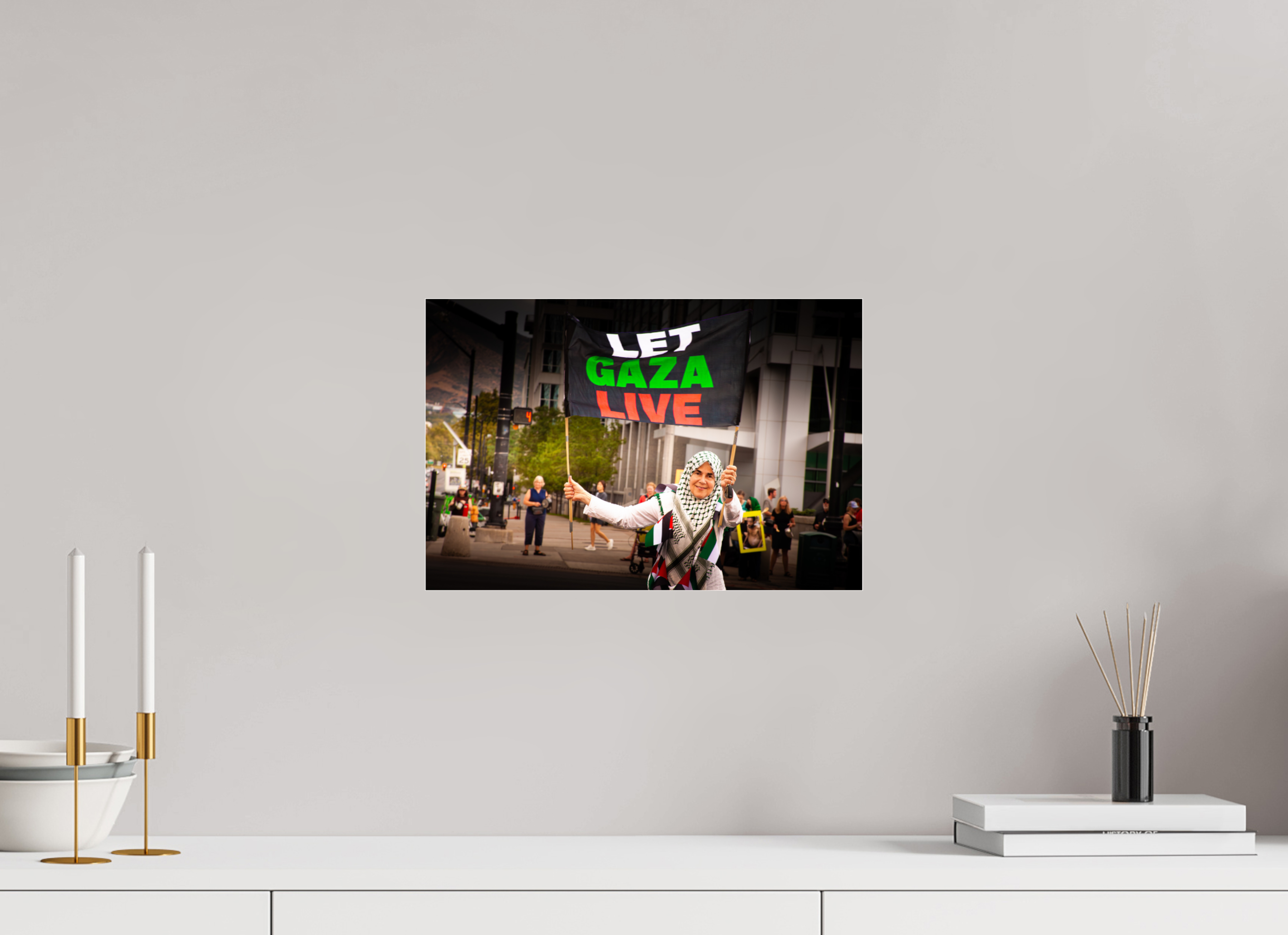 15 x 10″, Photo Print Under Acrylic Glass Pro-Palestine Protest at US Courthouse Salt Lake City
