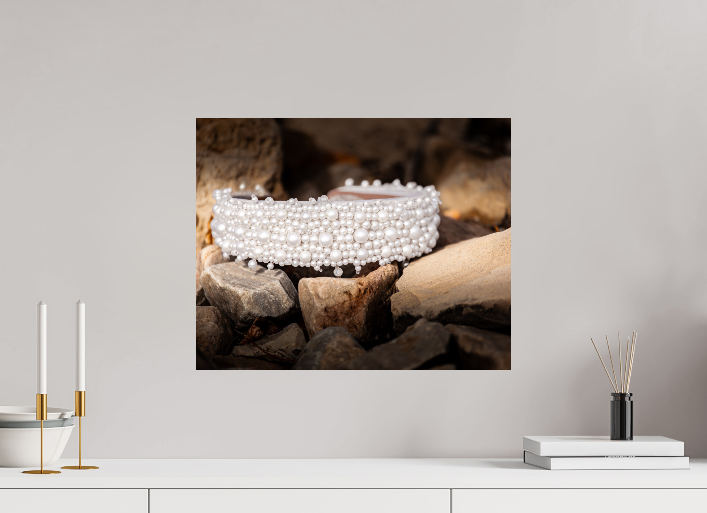 20 x 16″, Photo Print On Fuji Crystal DP II Pearl Bridal Headband on Rugged Rocks Salt Lake City