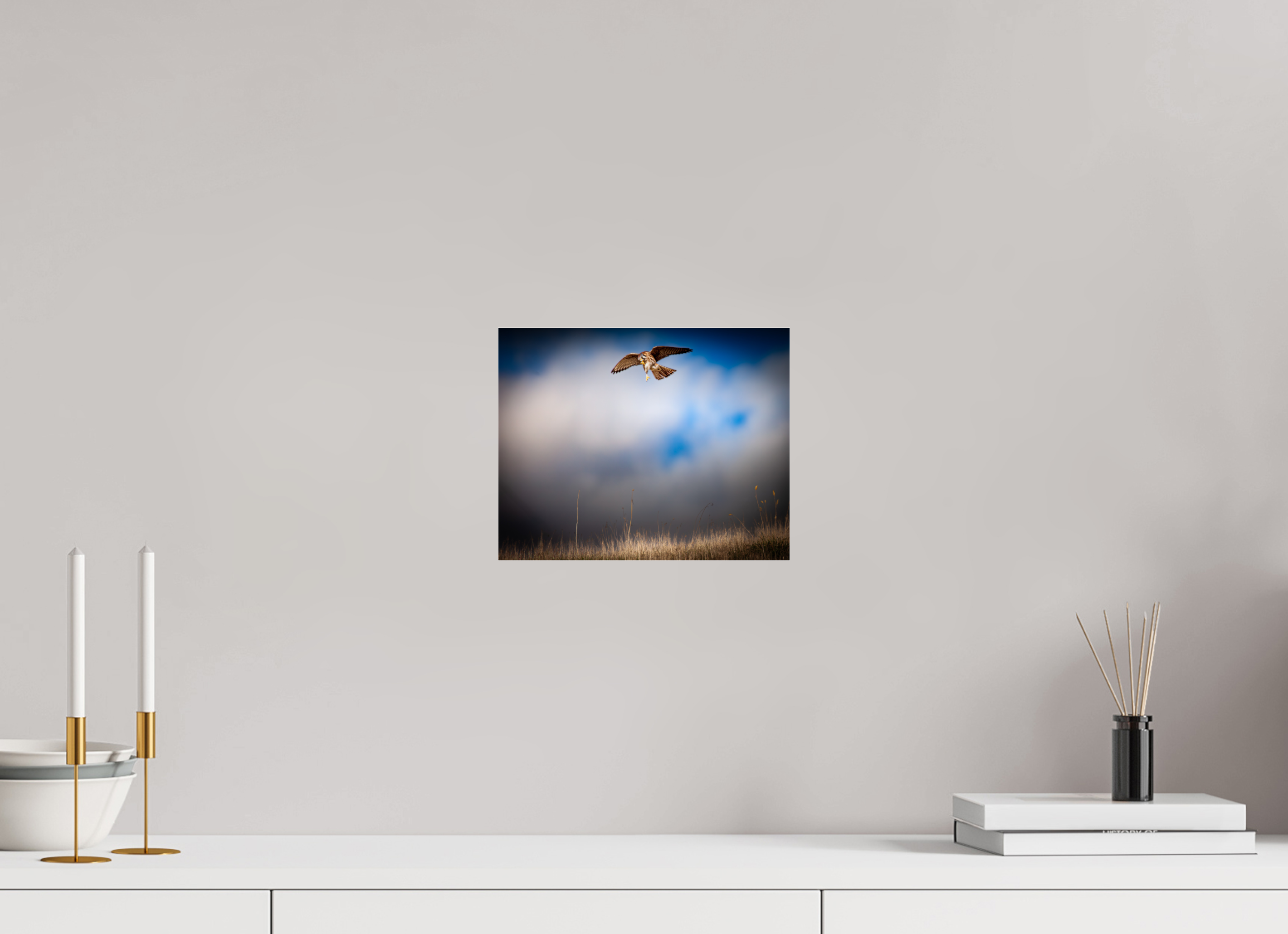 10 x 8″, Photo Print Under Acrylic Glass Hovering American Kestrel Stormy Sky Salt Lake City