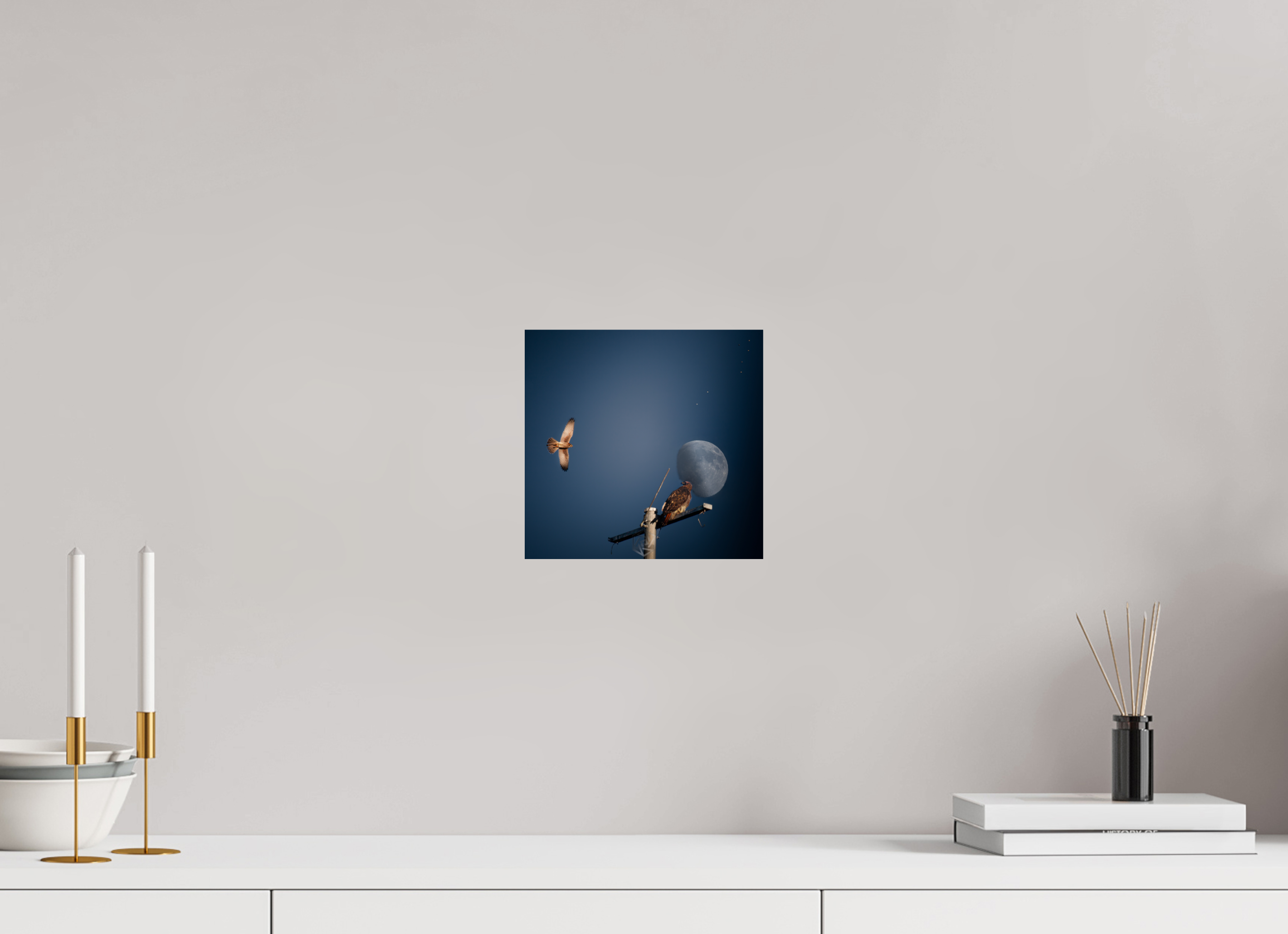 8.3 x 8″, Photo Print On Fuji Crystal DP II Raptors and Giant Moon over Salt Lake City
