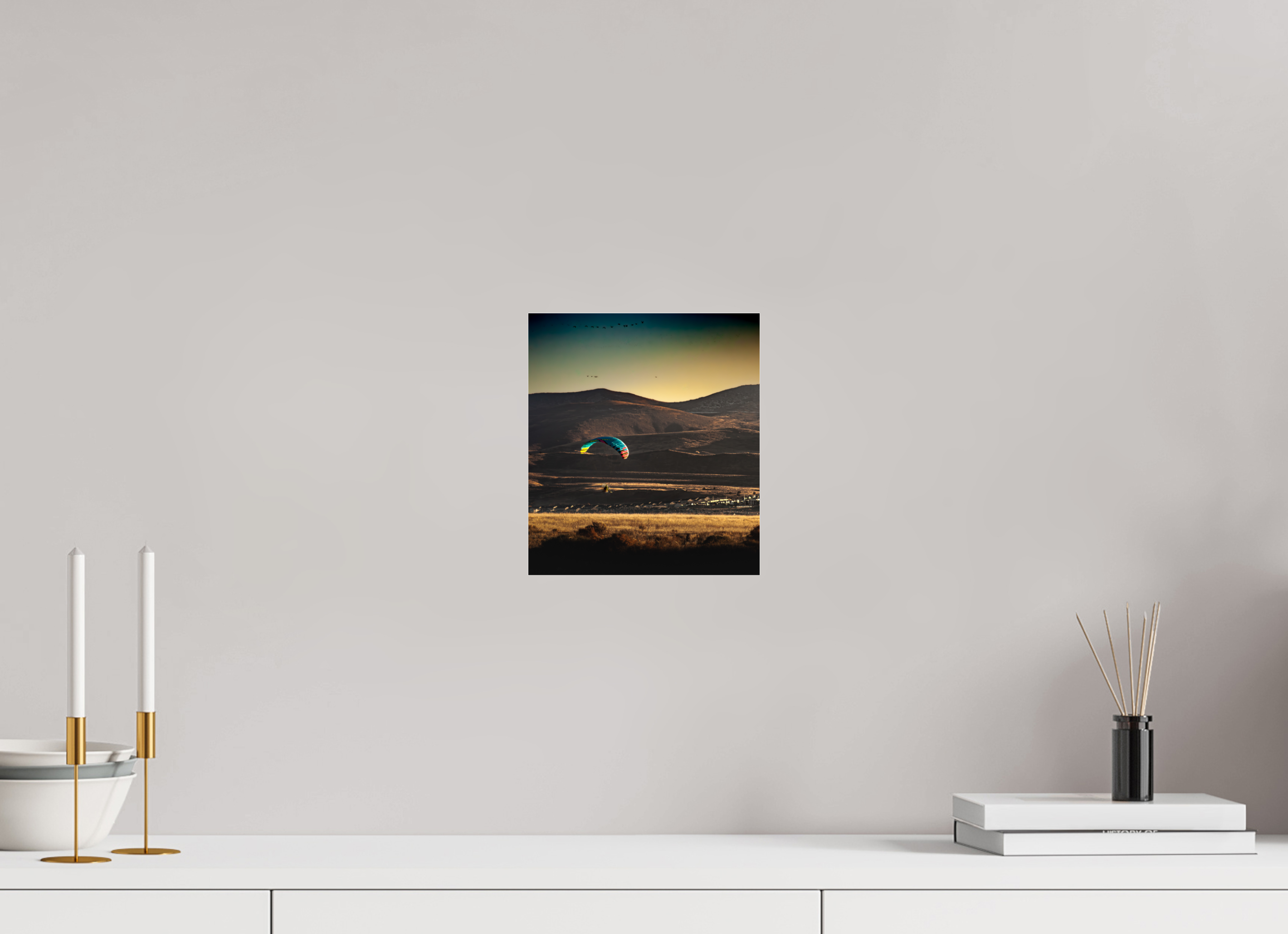 8 x 9.1″, Photo Print Under Acrylic Glass Copy Name: Paramotor Flight over Utah Foothills Golden Hour