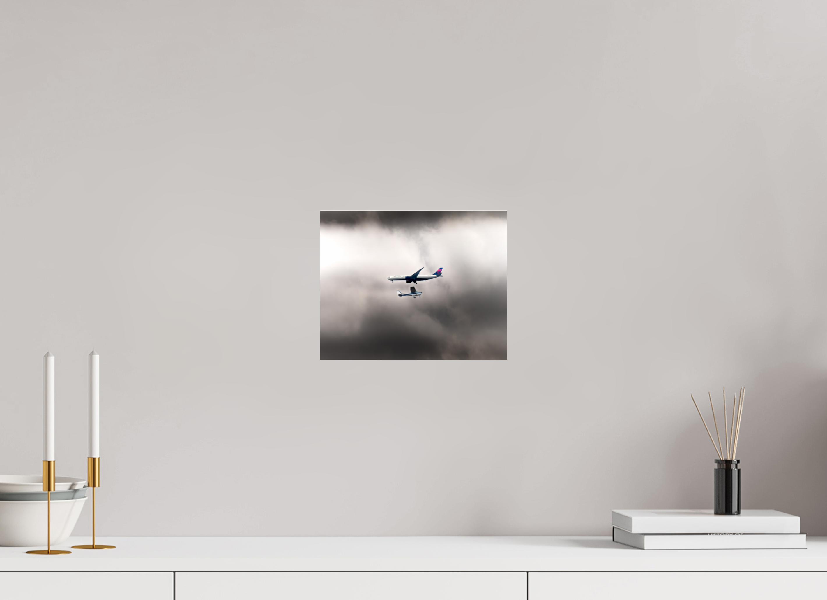 10 x 8″, Photo Print Under Acrylic Glass Delta Jet and Cessna Propeller Plane Stormy Sky West Jordan