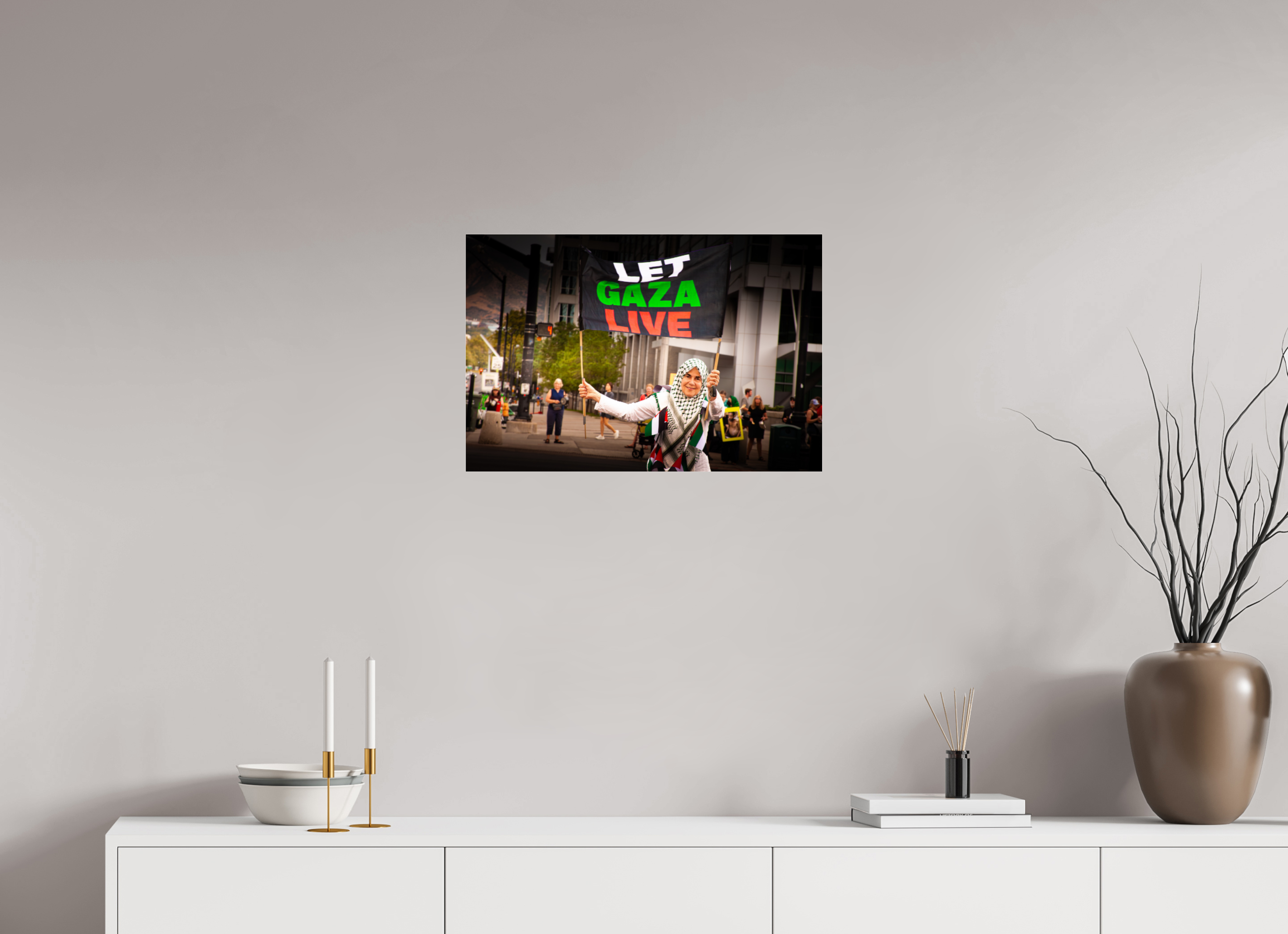 24 x 16″, Photo Print Under Acrylic Glass Pro-Palestine Protest at US Courthouse Salt Lake City