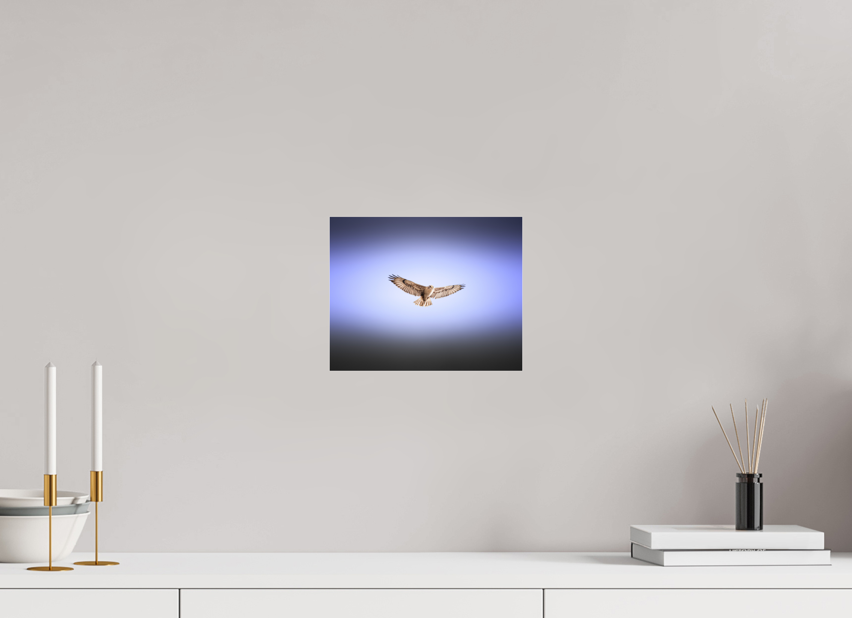 10 x 8″, Photo Print Under Acrylic Glass Red-tailed Hawk Soaring in Purple Sky Salt Lake City