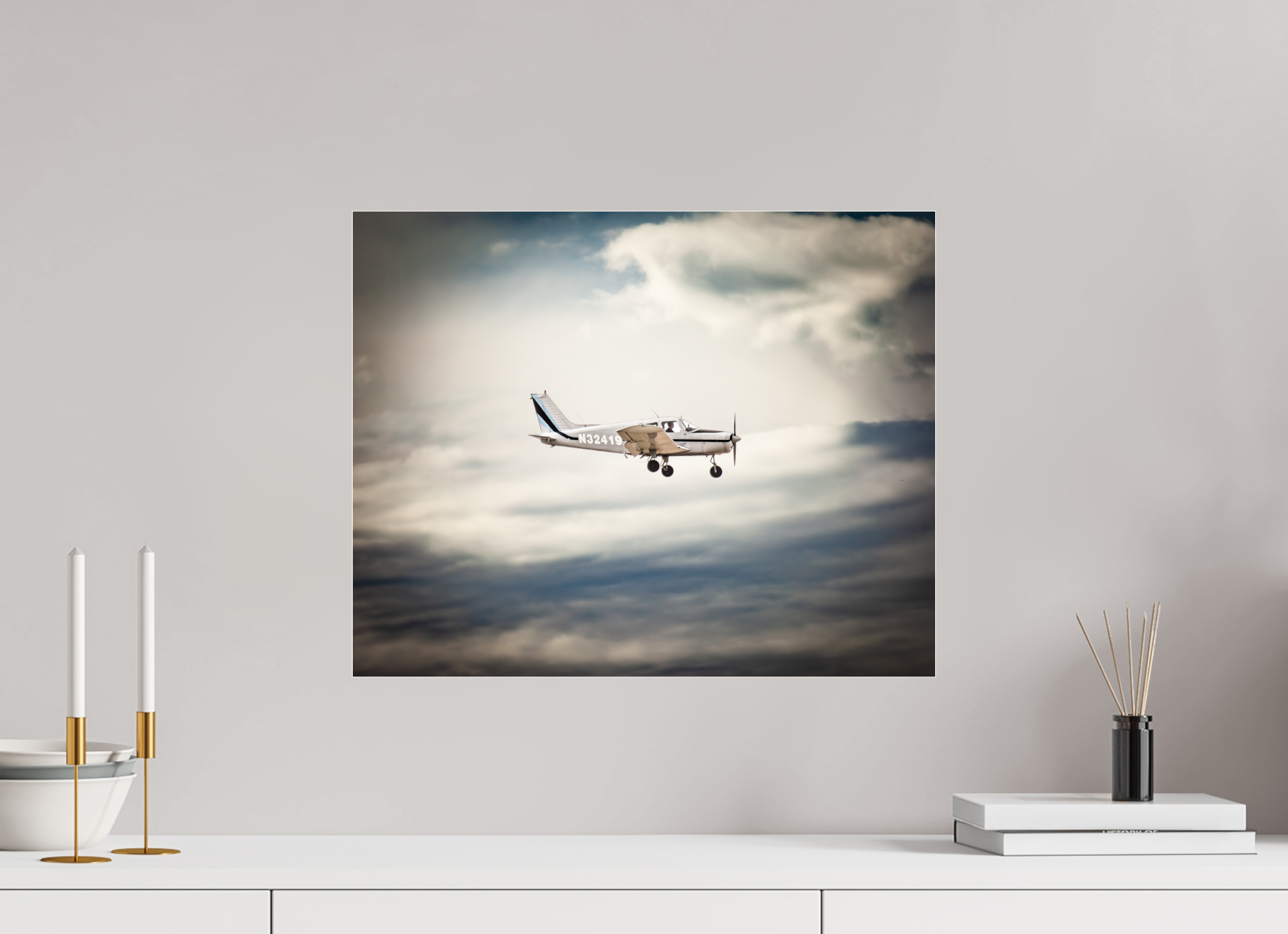 20 x 16″, Photo Print Under Acrylic Glass Piper Cherokee N32419 South Valley Regional Airport Utah