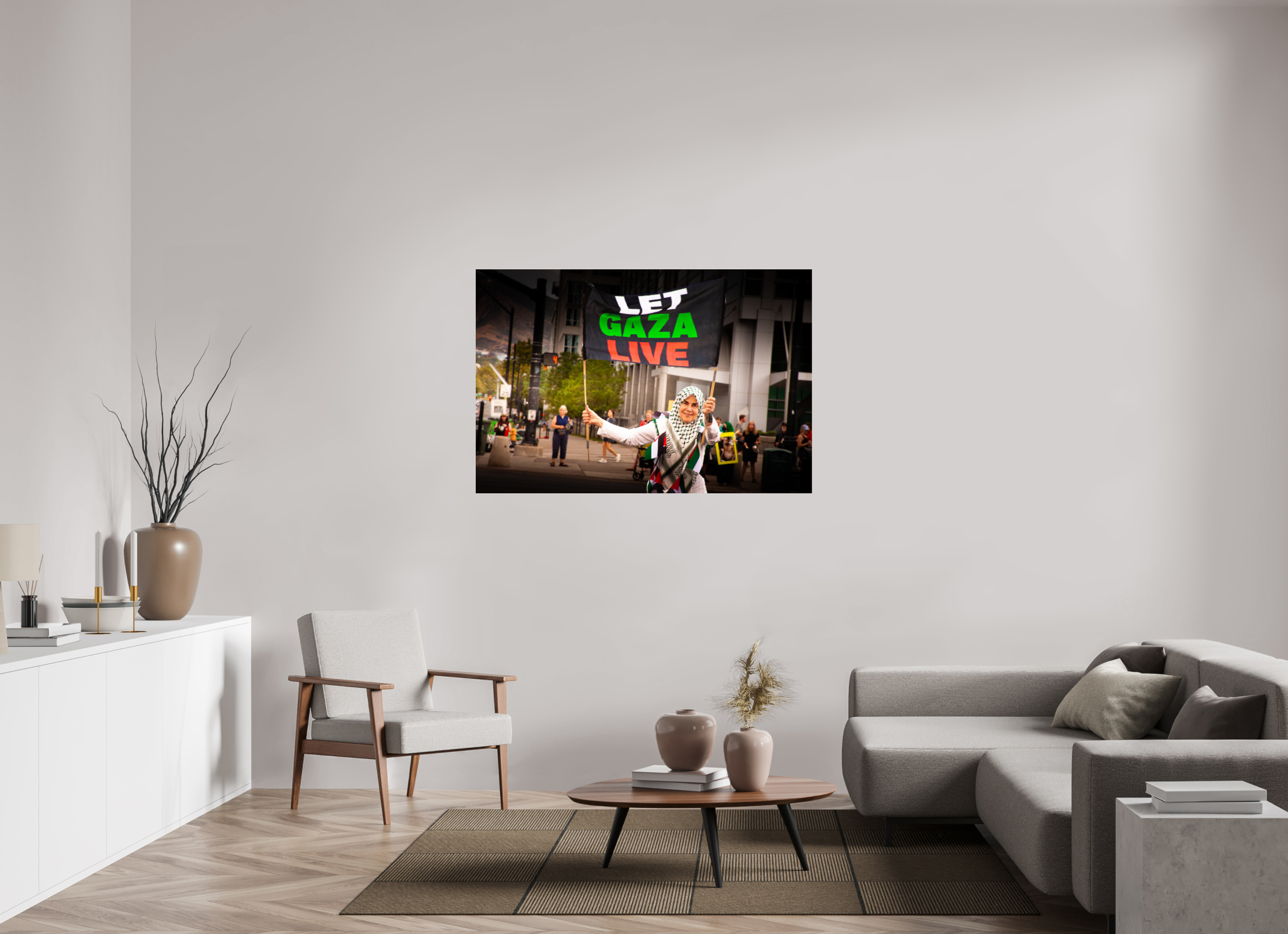54 x 36″, Photo Print Under Acrylic Glass Pro-Palestine Protest at US Courthouse Salt Lake City