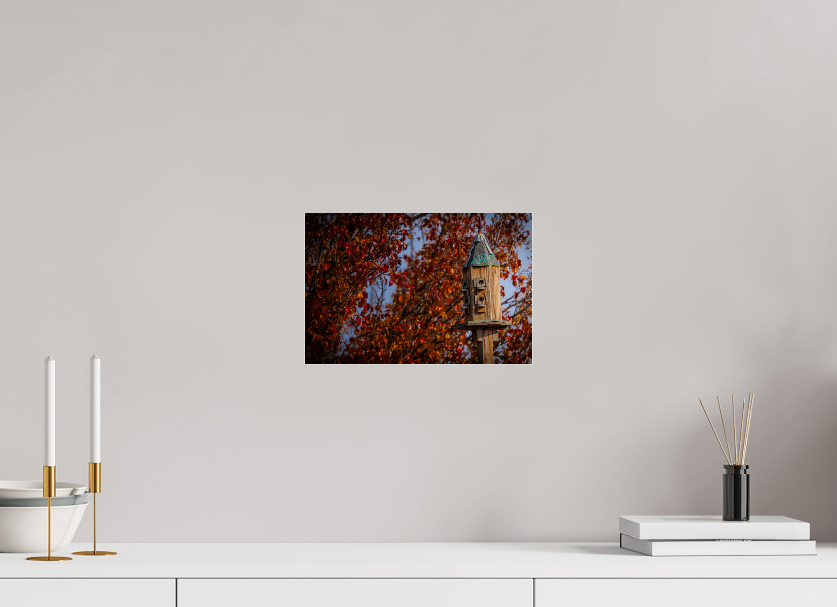 12 x 8″, Photo Print Under Acrylic Glass Rustic Wooden Birdhouse Autumn Salt Lake City Utah