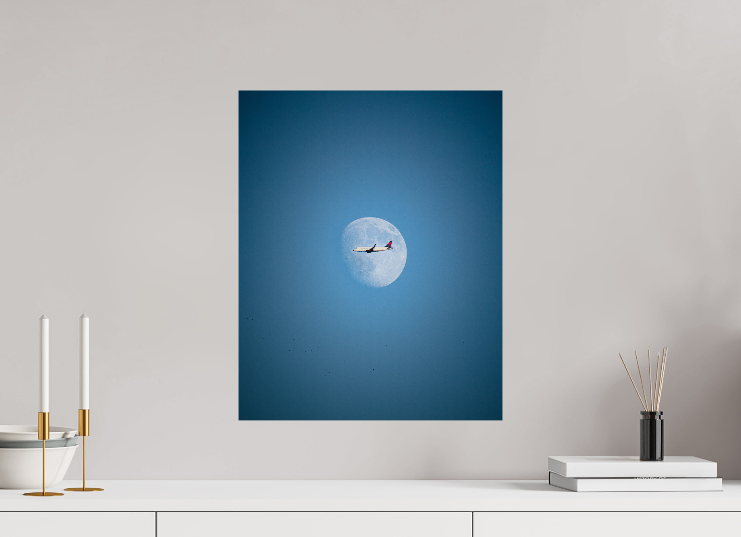 16 x 20″, Photo Print On Fuji Crystal DP II Delta Jet Transiting the Moon Salt Lake City
