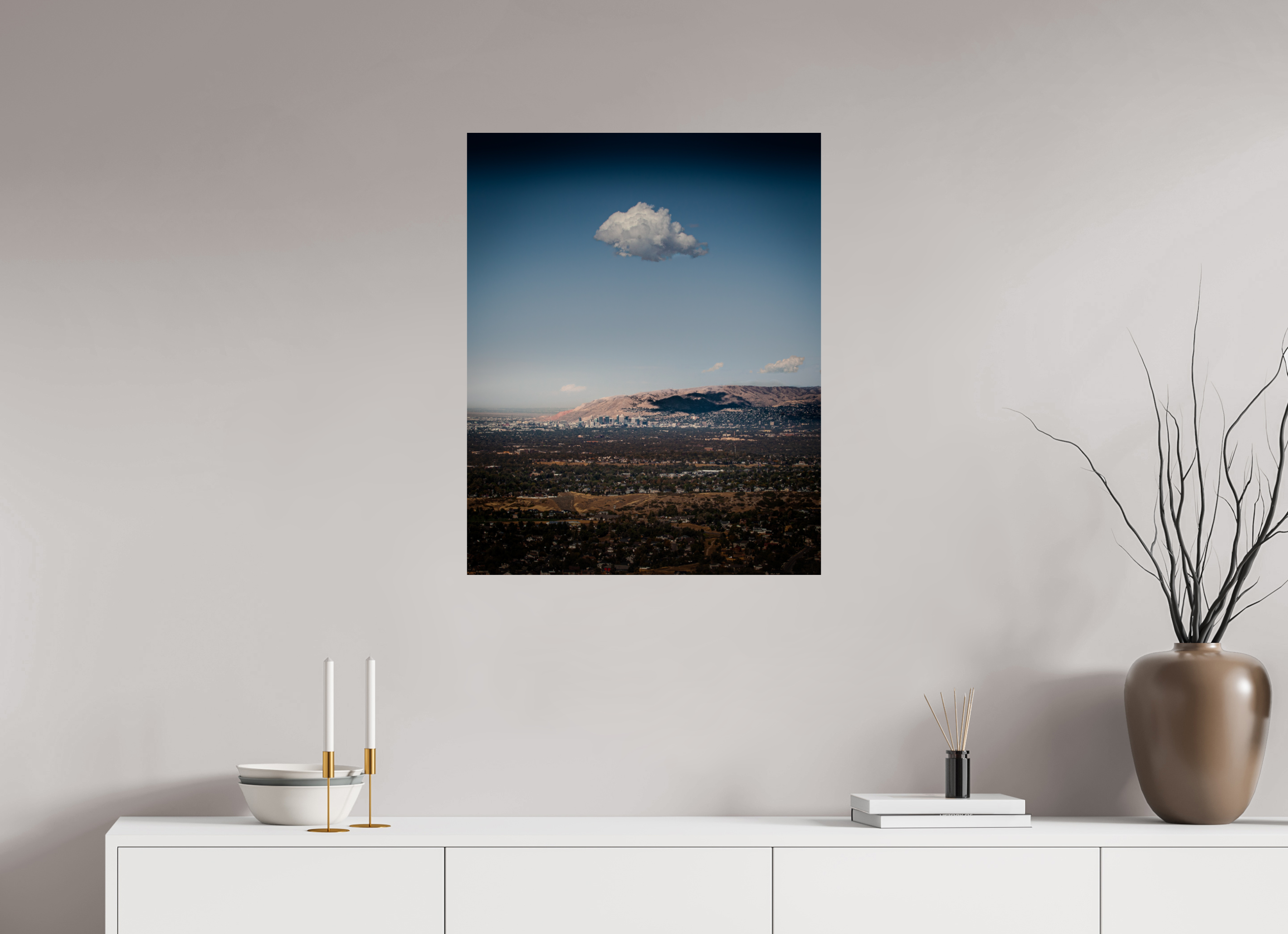 24 x 30″, Photo Print On Fuji Crystal DP II Lonely Cloud over Salt Lake City Skyline