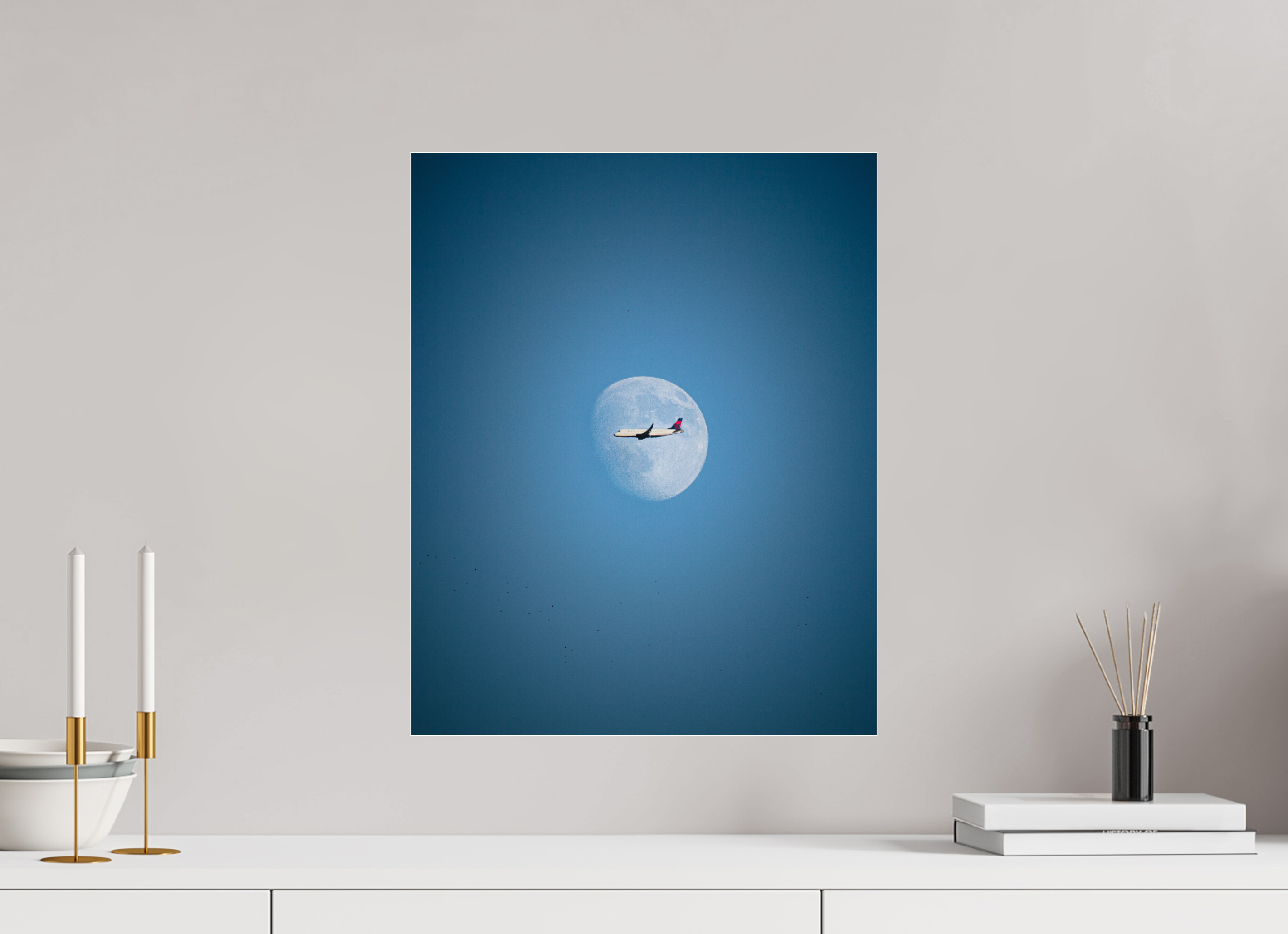 16 x 20″, Photo Print Under Acrylic Glass Delta Jet Transiting the Moon Salt Lake City