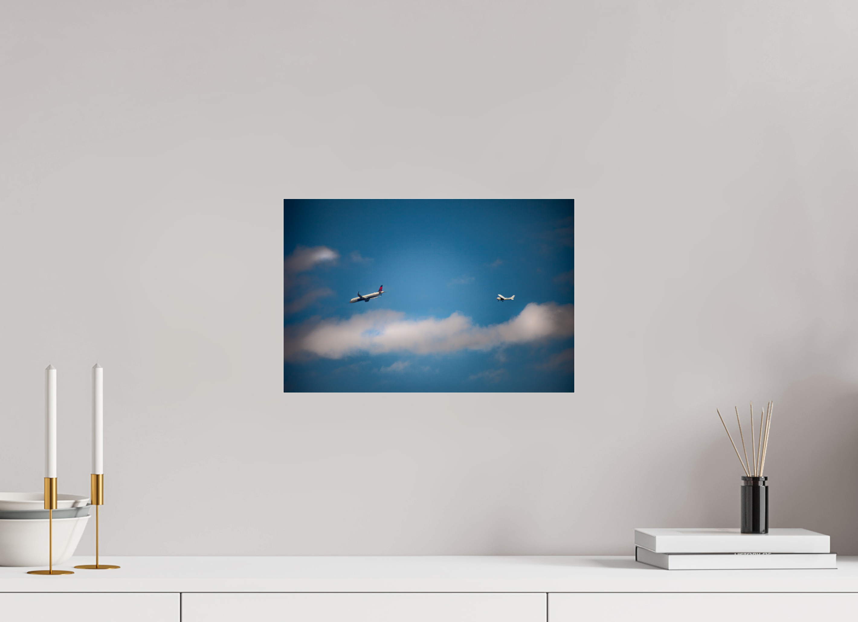 15 x 10″, Photo Print Under Acrylic Glass Delta Jet and Cessna Propeller Plane SLC