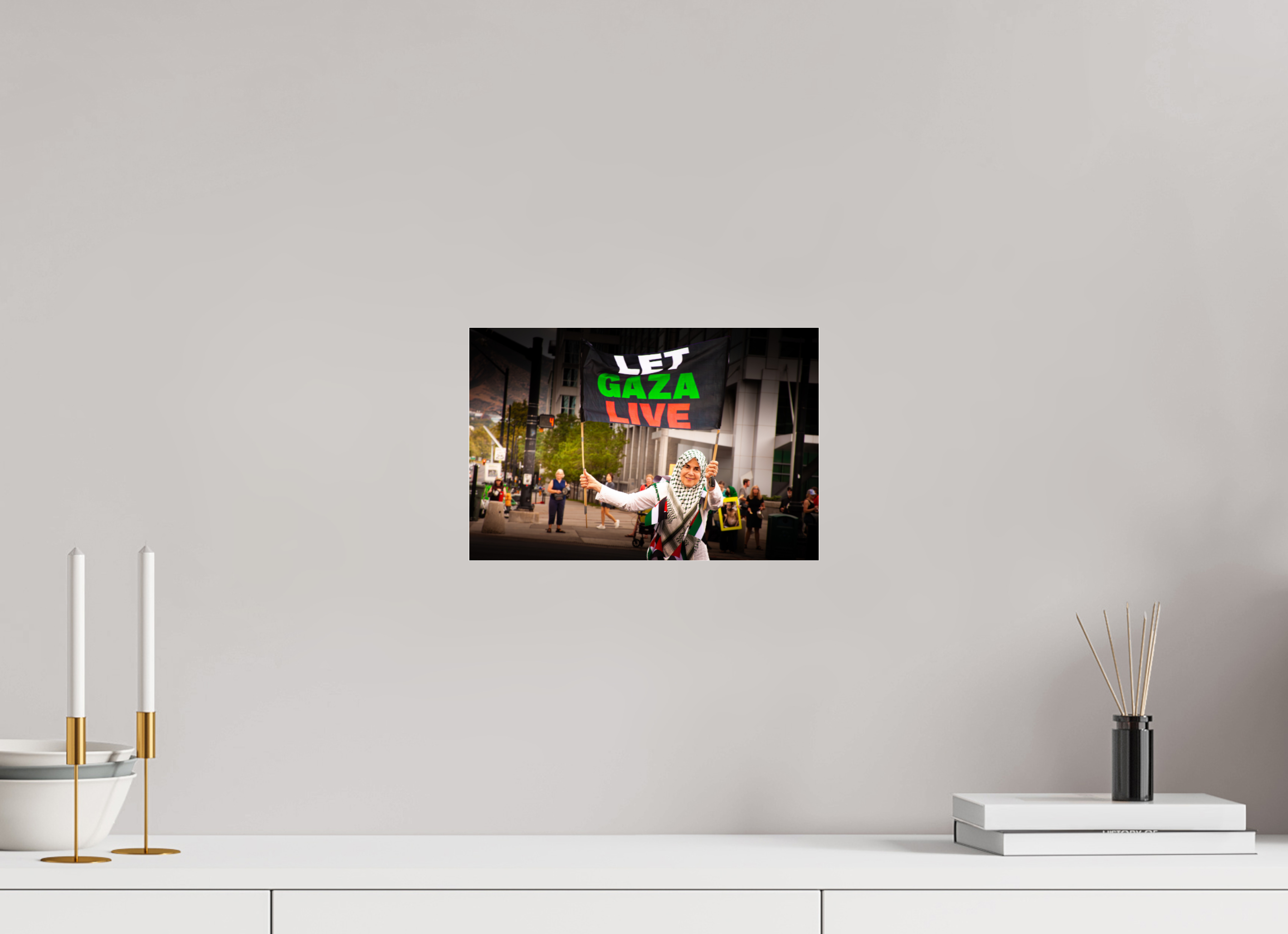 12 x 8″, Photo Print Under Acrylic Glass Pro-Palestine Protest at US Courthouse Salt Lake City