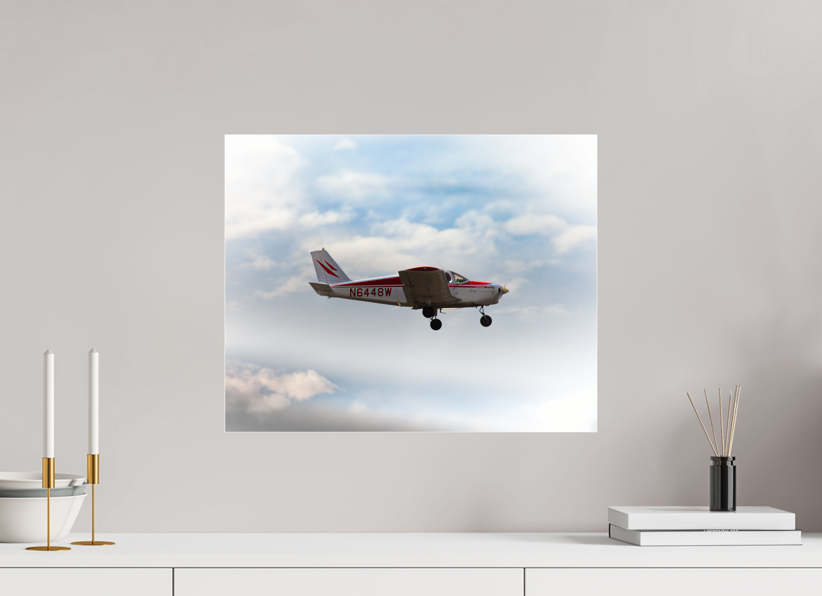 20 x 16″, Photo Print Under Acrylic Glass Piper Cherokee 140 N6448W South Valley Regional Airport