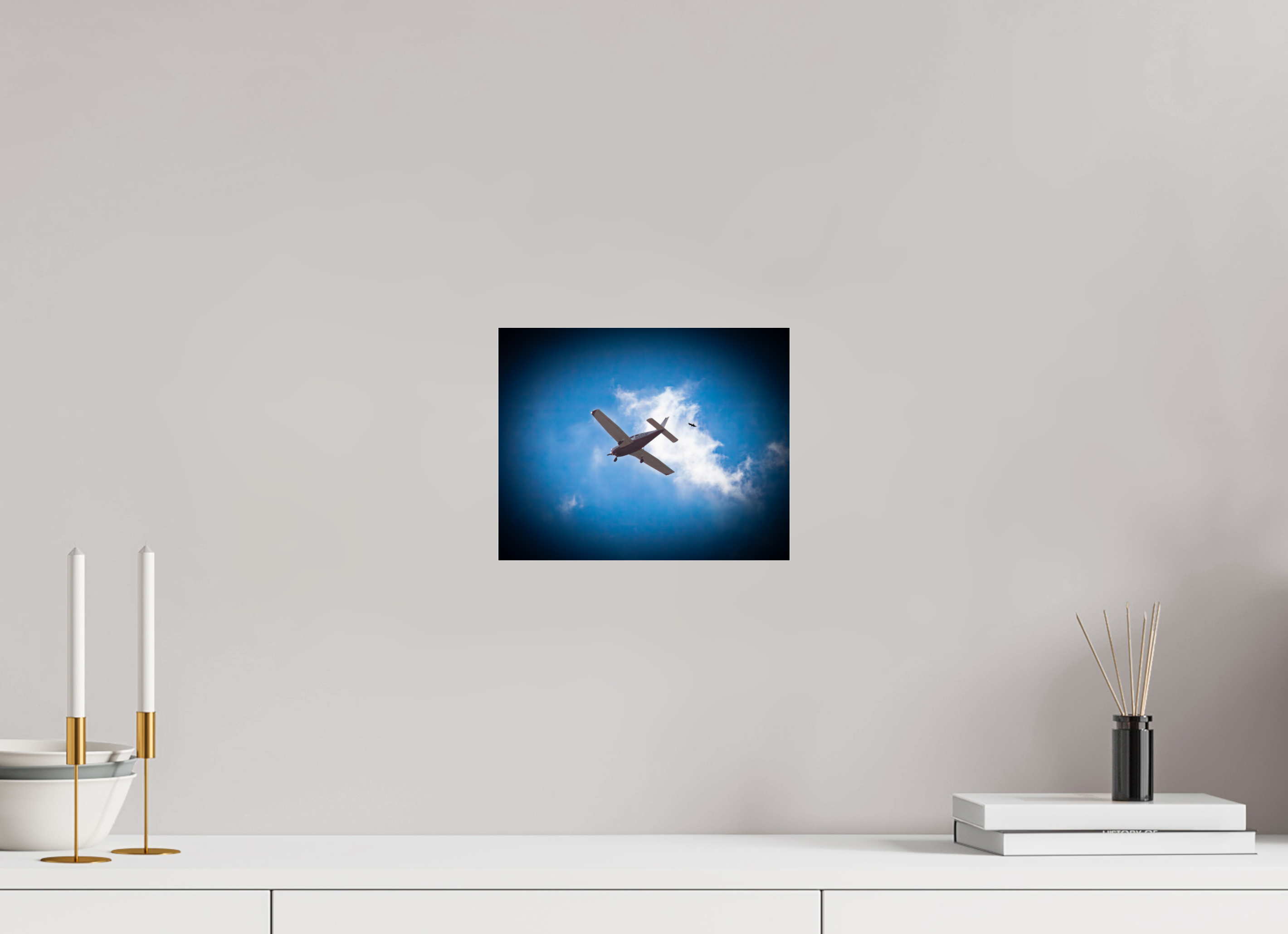 10 x 8″, Photo Print Under Acrylic Glass Small Propeller Plane and Bird in Flight West Jordan