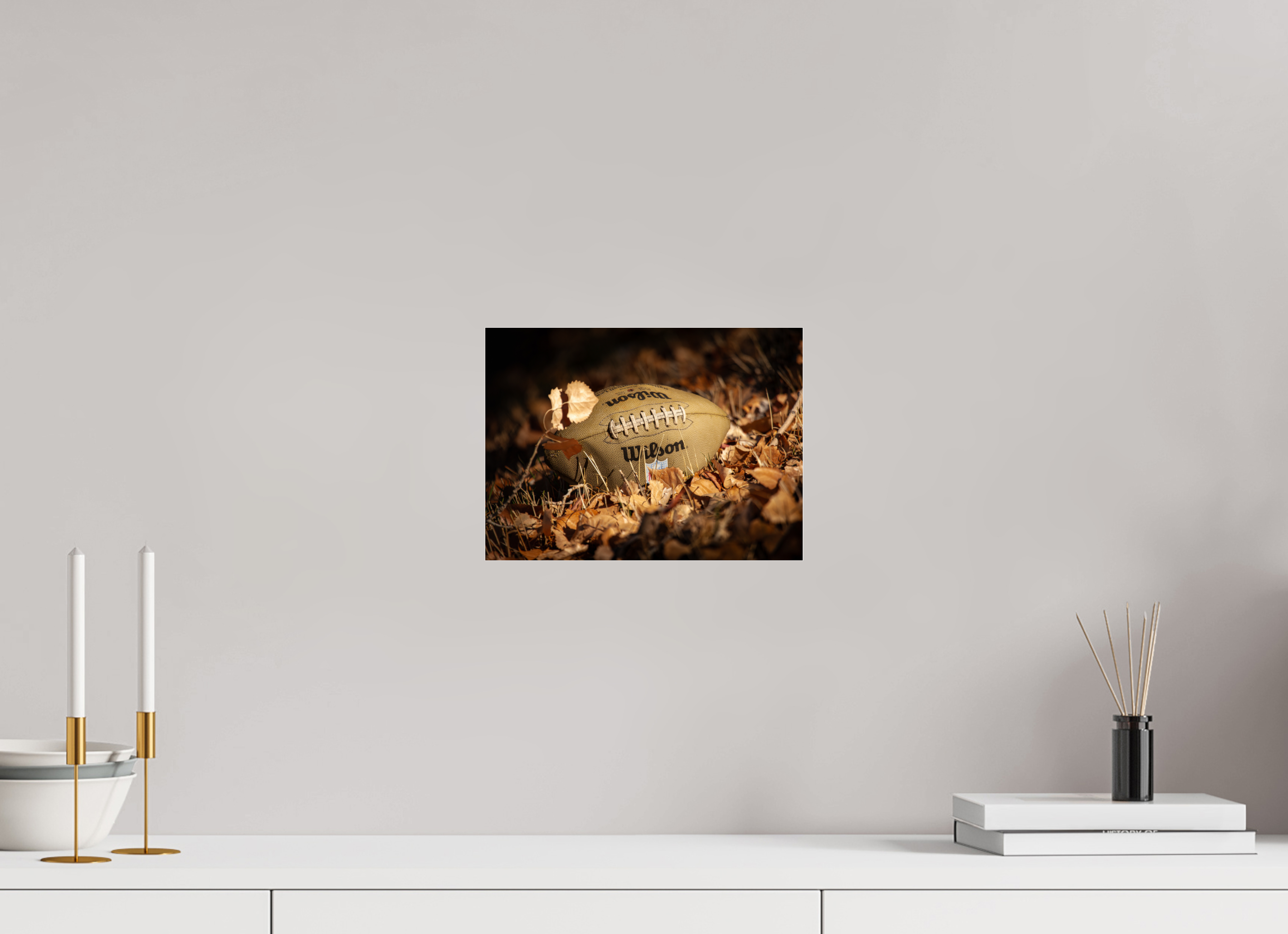 10.9 x 8″, Photo Print Under Acrylic Glass Wilson Football in Autumn Leaves Salt Lake City