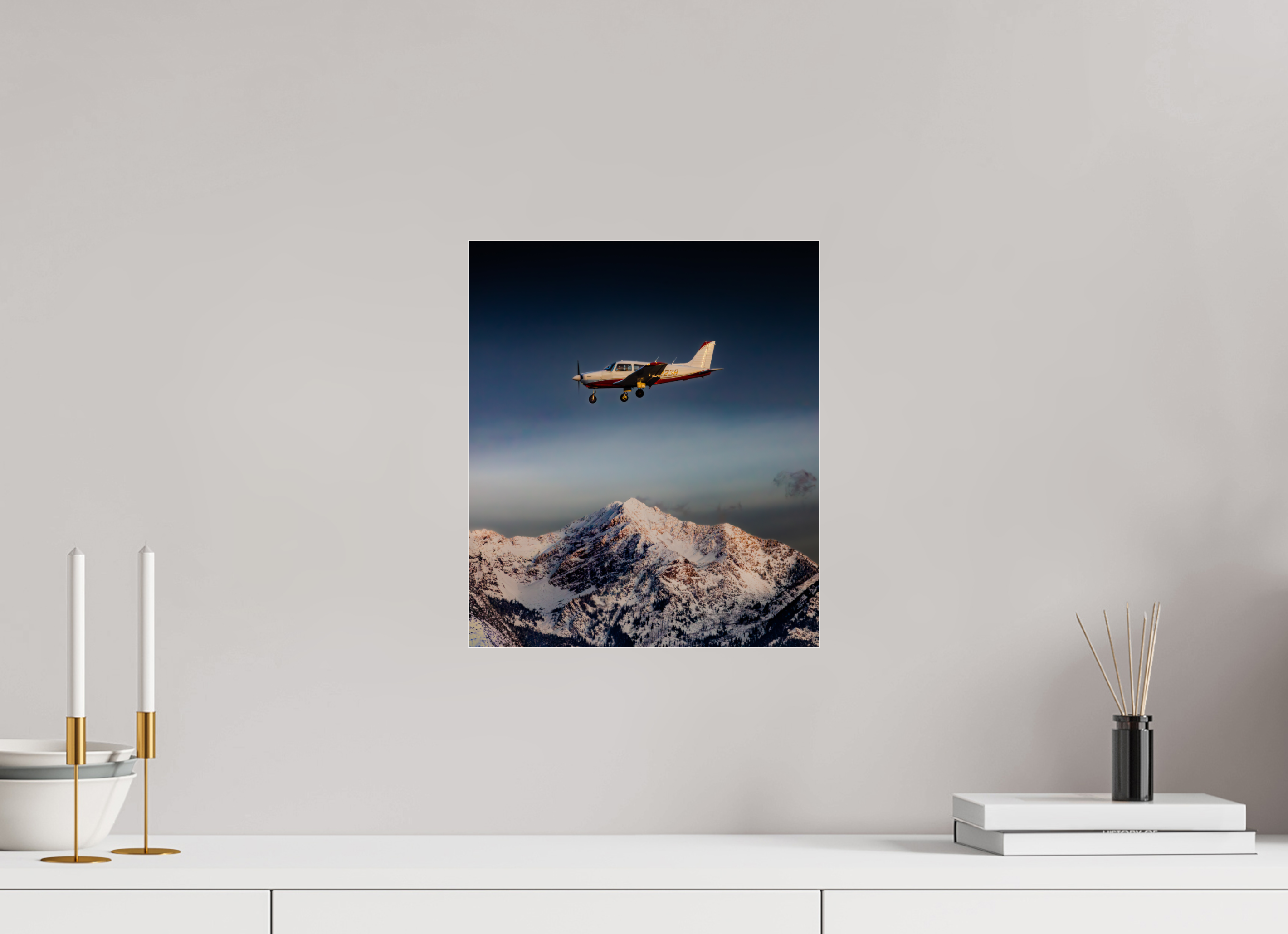 12 x 14″, Photo Print Under Acrylic Glass Private Plane Over Wasatch Front Thunder Mountain Salt Lake City