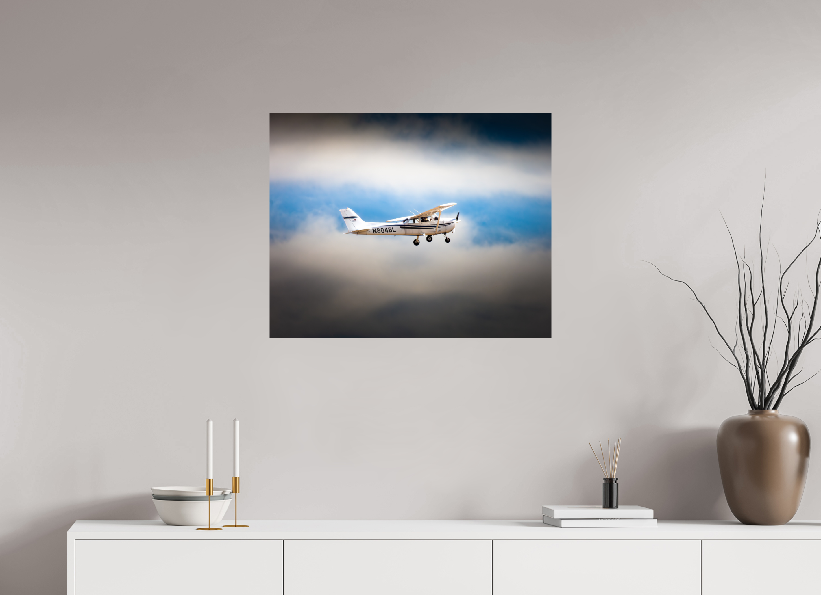 30 x 24″, Photo Print On Fuji Crystal DP II Cessna 172 Skyhawk N804BL Stormy Flight West Jordan Utah