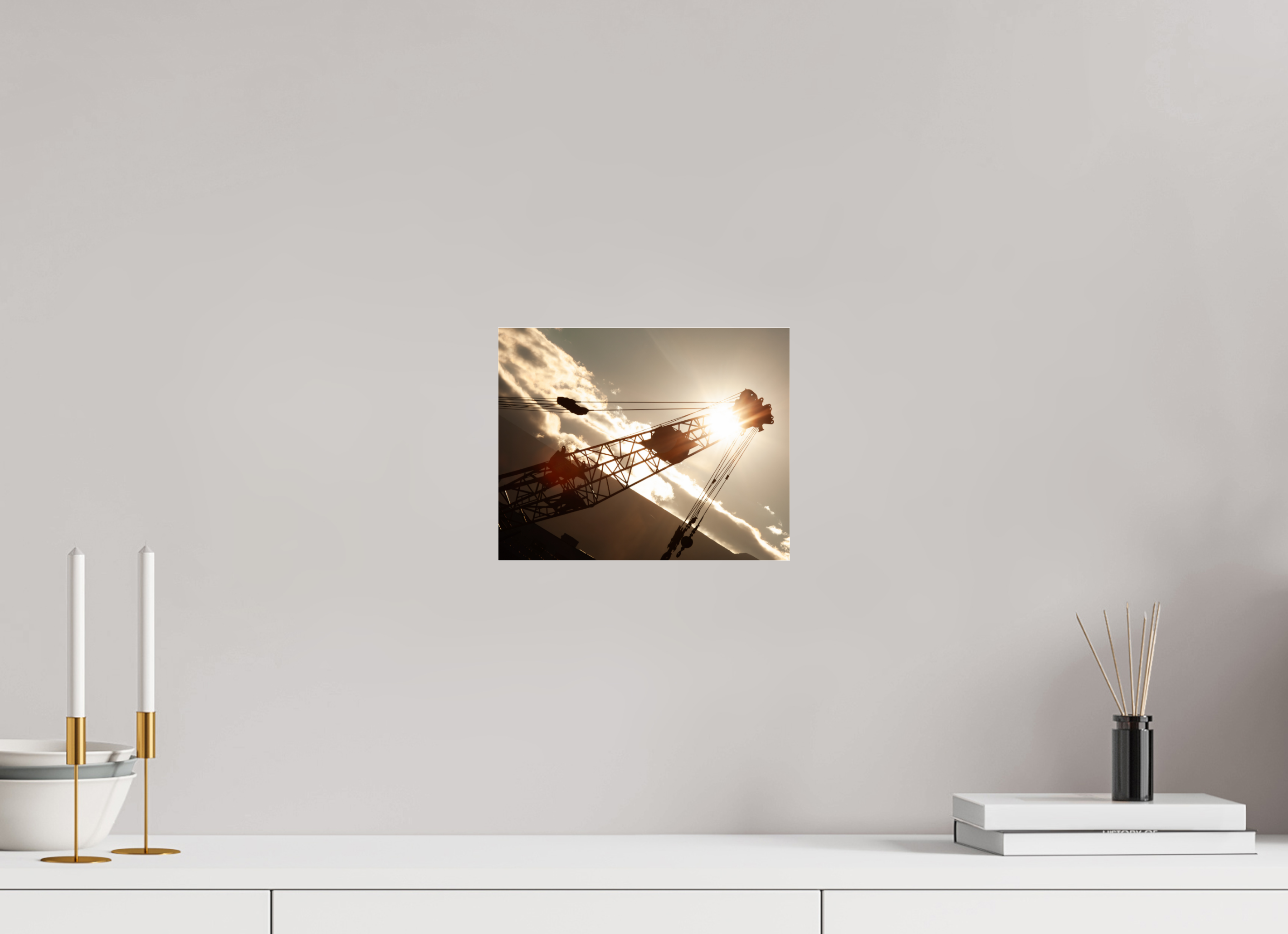 10 x 8″, Photo Print Under Acrylic Glass Industrial Crane Silhouette Golden Hour Salt Lake City