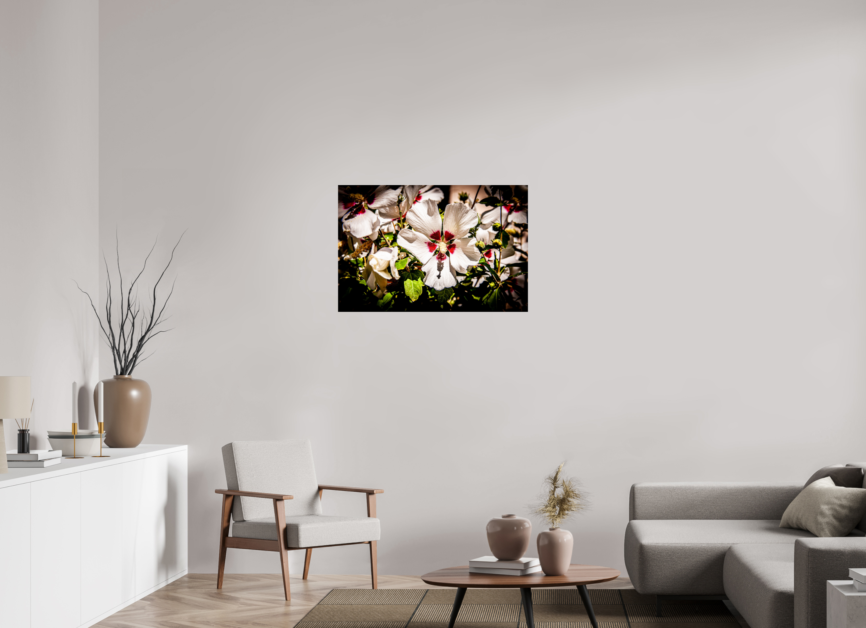 36 x 24″, Photo Print Under Acrylic Glass White Rose of Sharon Hibiscus Salt Lake City