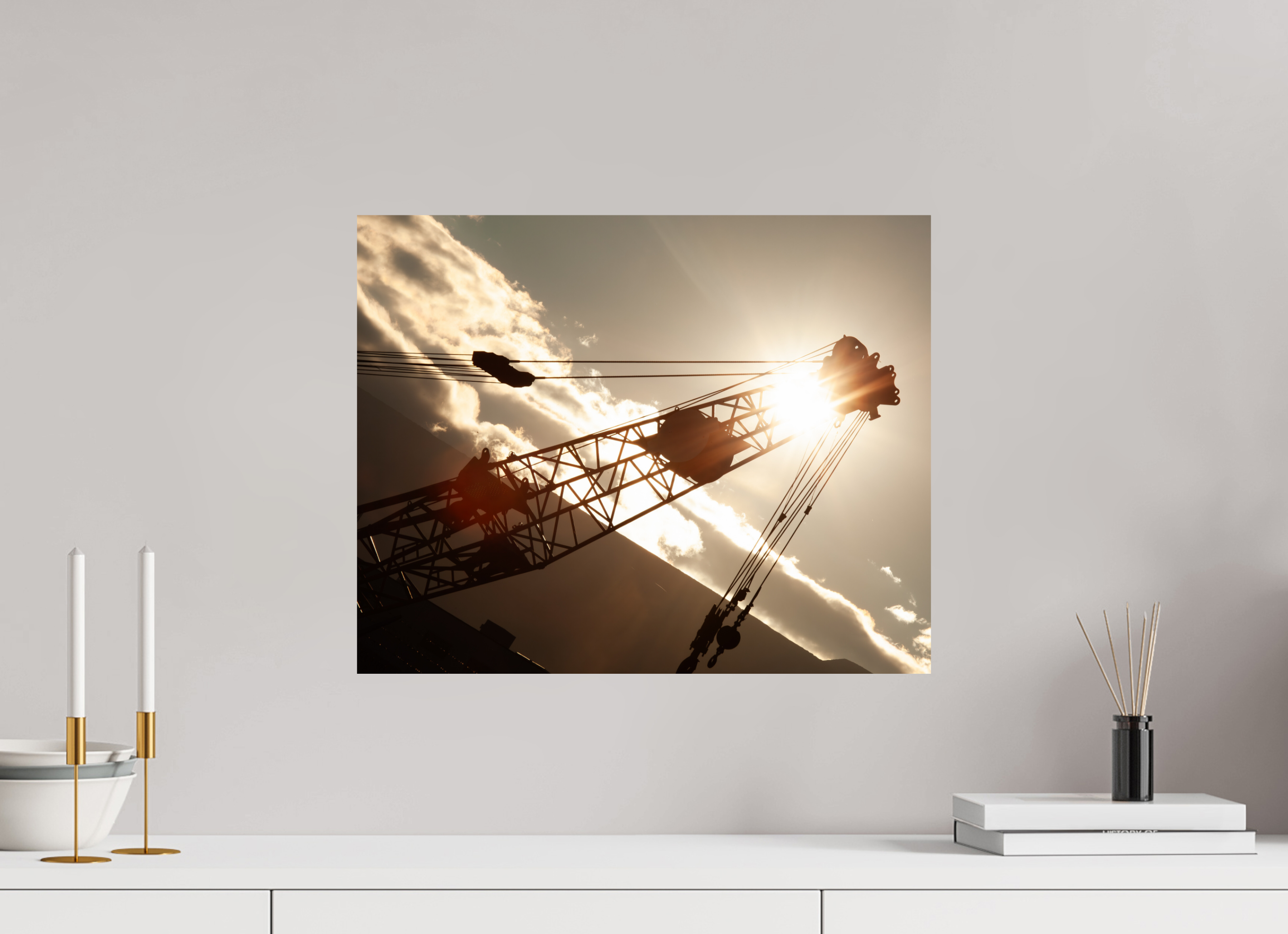 20 x 16″, Photo Print On Fuji Crystal DP II Industrial Crane Silhouette Golden Hour Salt Lake City